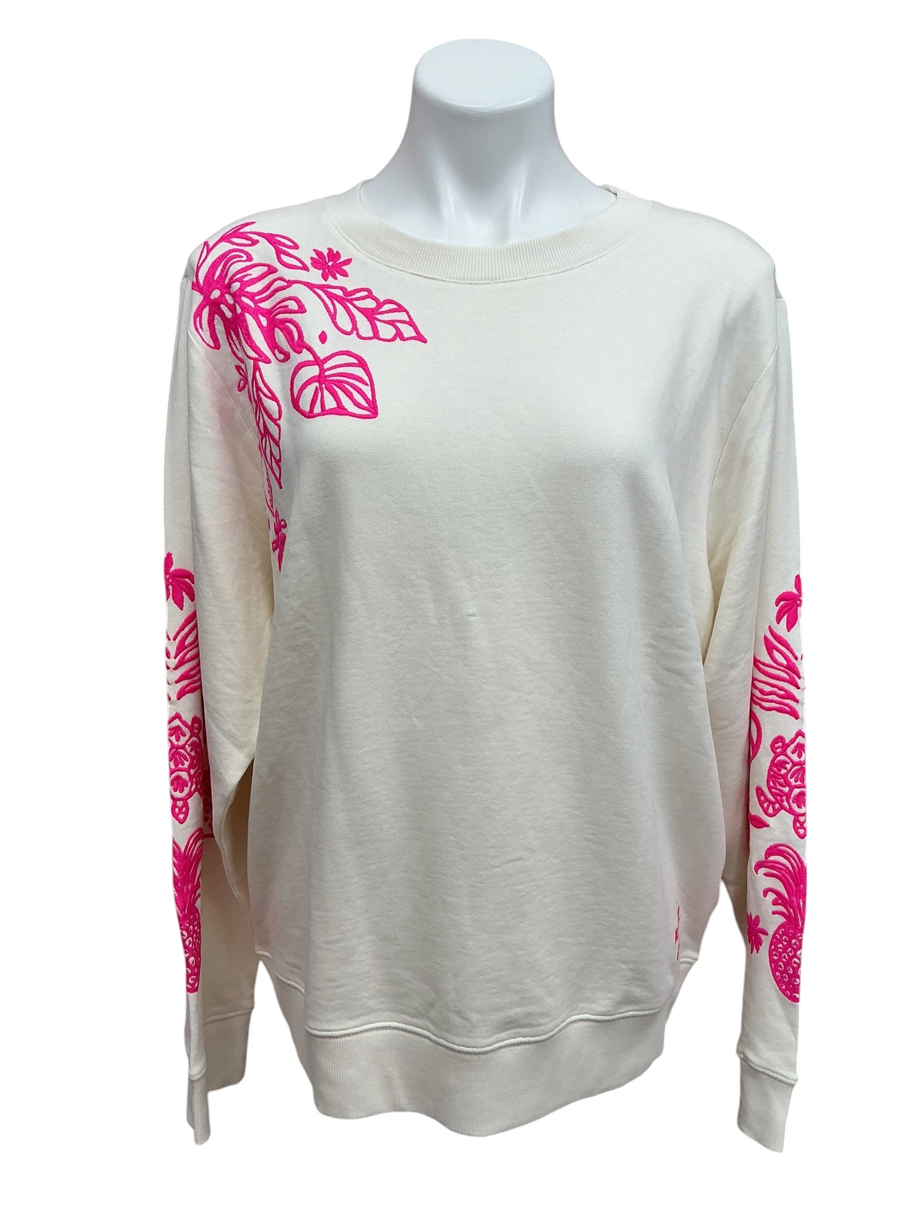 Lilly Pulitzer NWT Ballad Long Sleeve Sweater Coconut Safari Social Embroidery - Size M