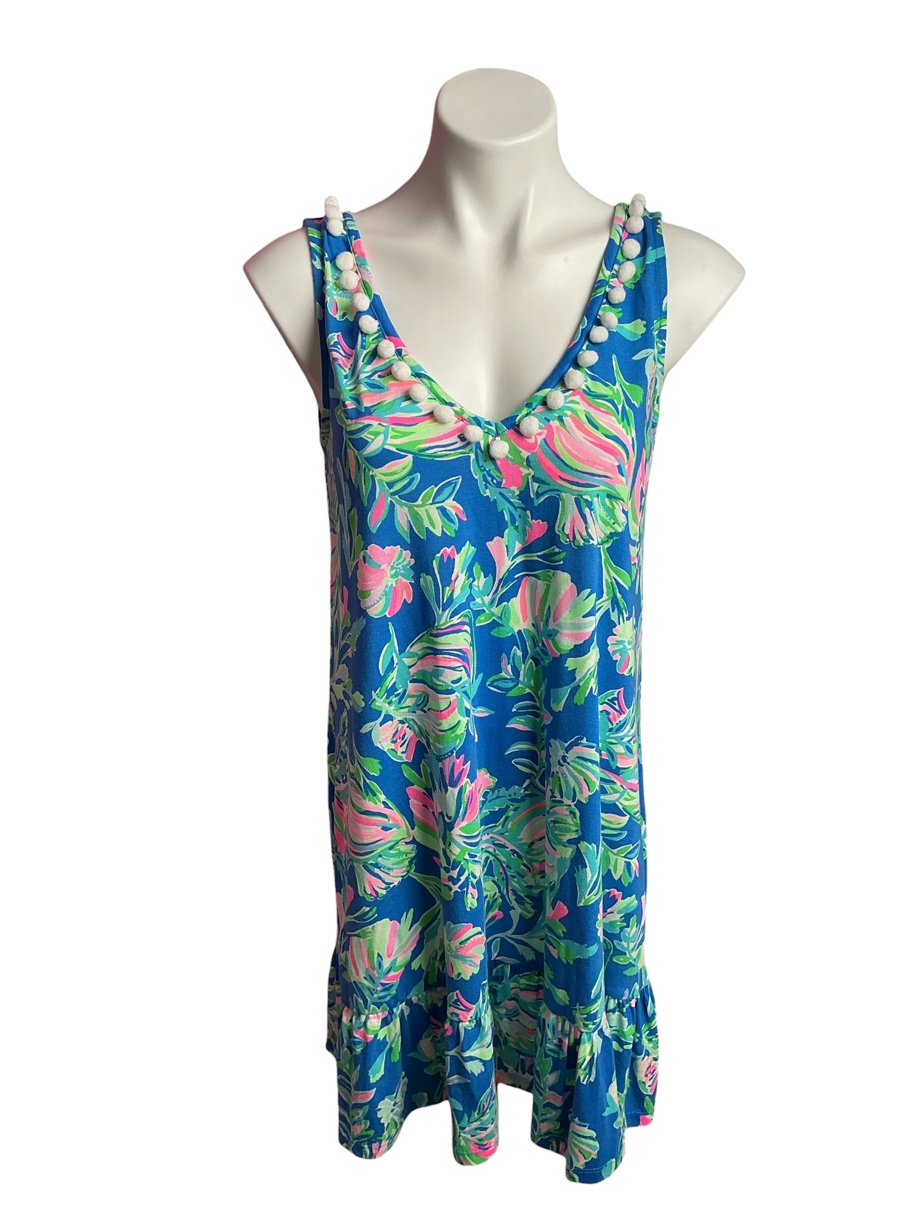 Lilly Pulitzer- Camilla Swing Dress Blue Flare Fancy Fins Size S