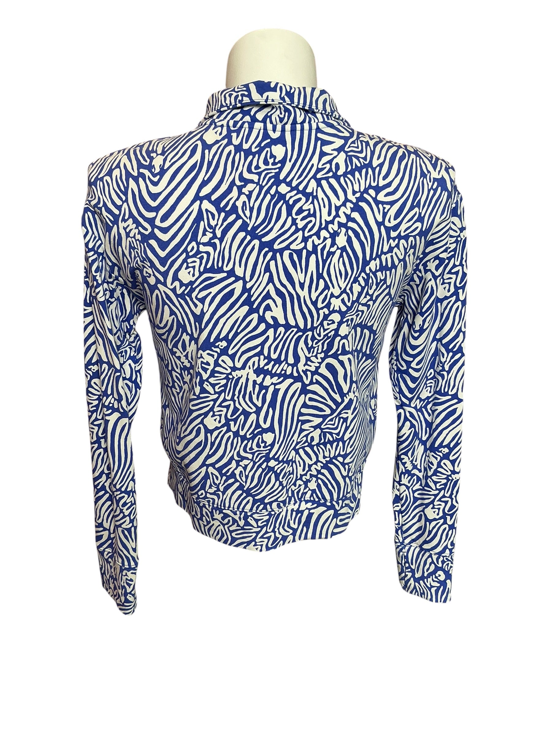 Lilly Pulitzer Wrenley UPF 50+ Zip-Up Jacket Martinique Blue Zee Bebe - Size S