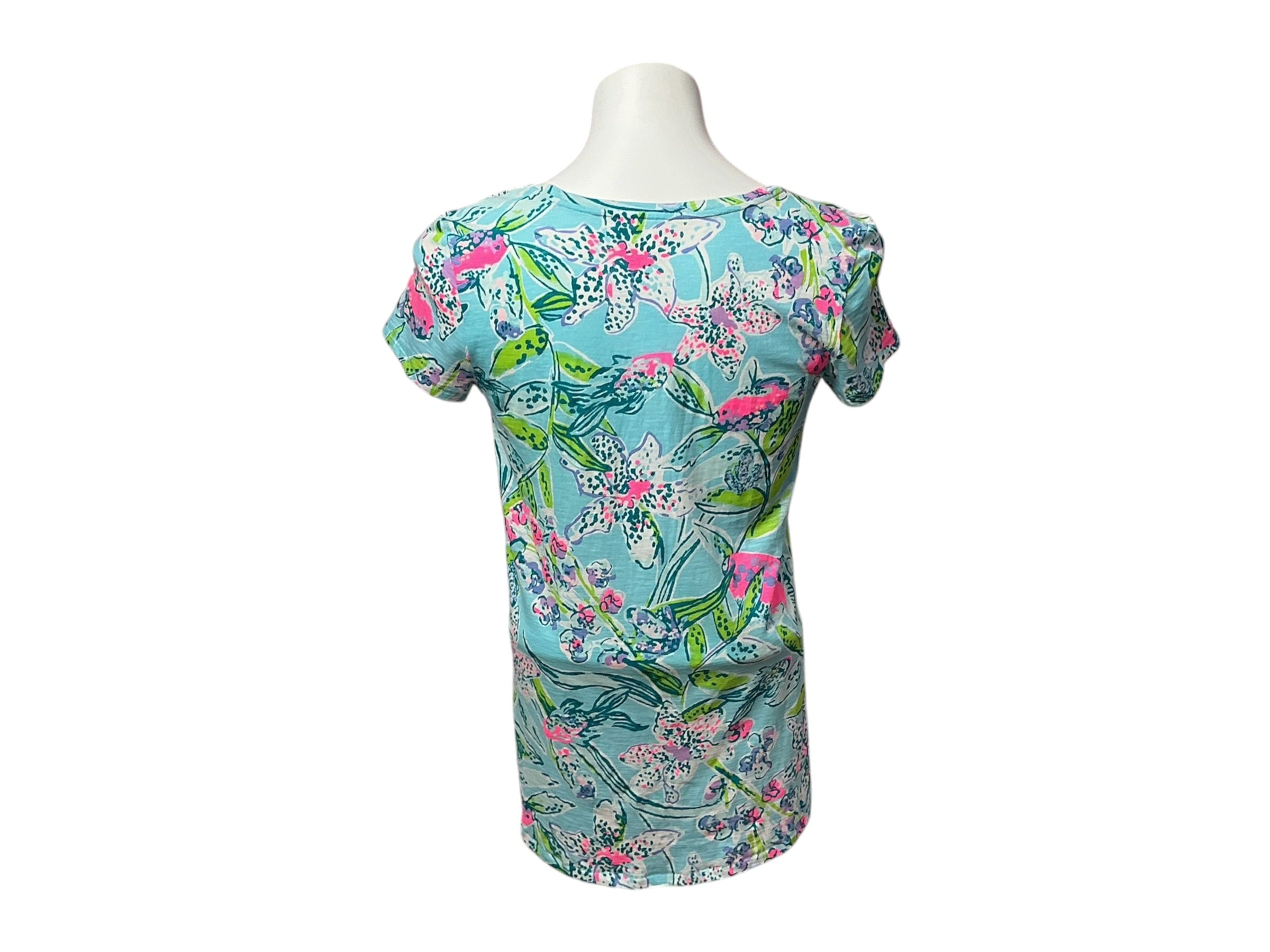 Lilly Pulitzer Etta V-Neck Cotton Top Beach It To You - Size XS