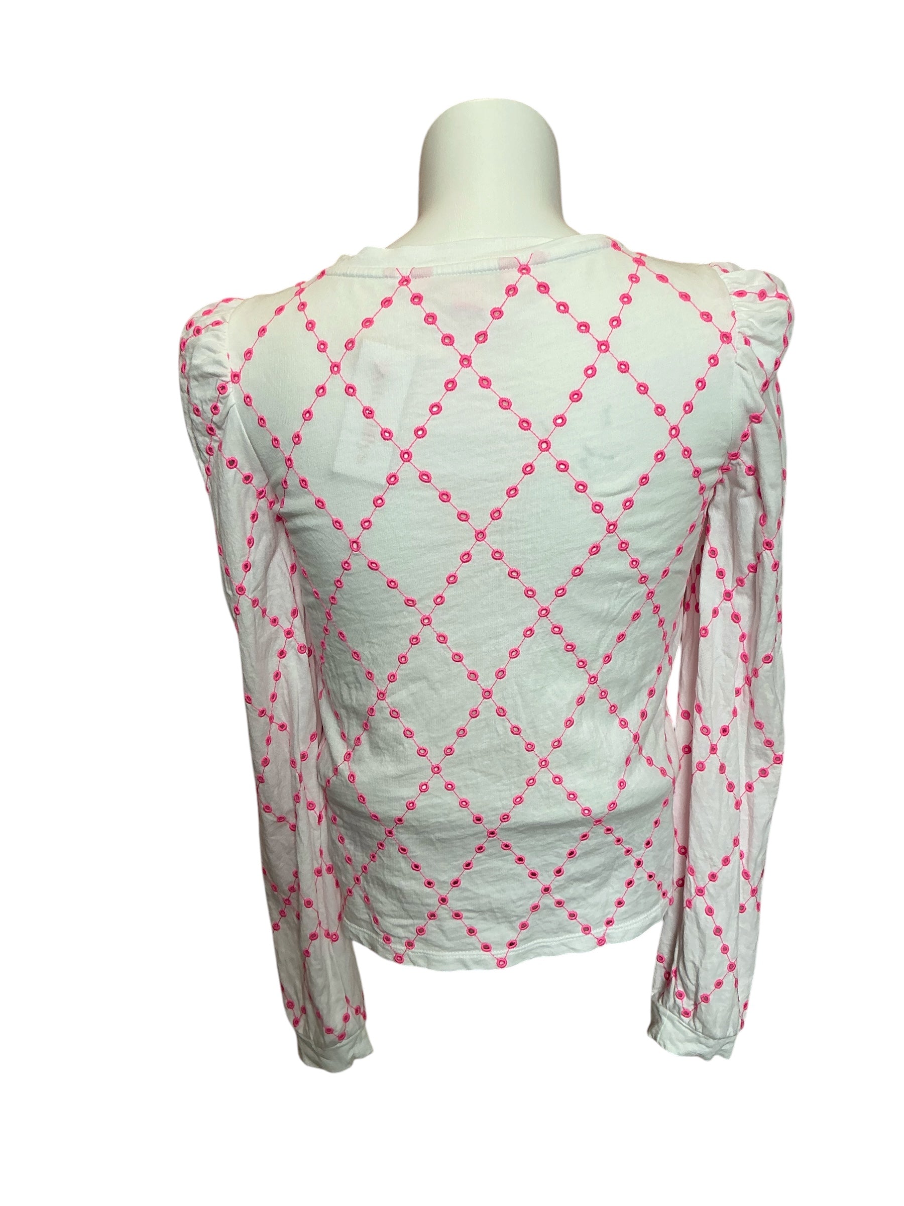 Lilly Pulitzer Jansen Eyelet Sweatshirt Prosecco Pink Oversized Diamond Knit Eyelet - Size S