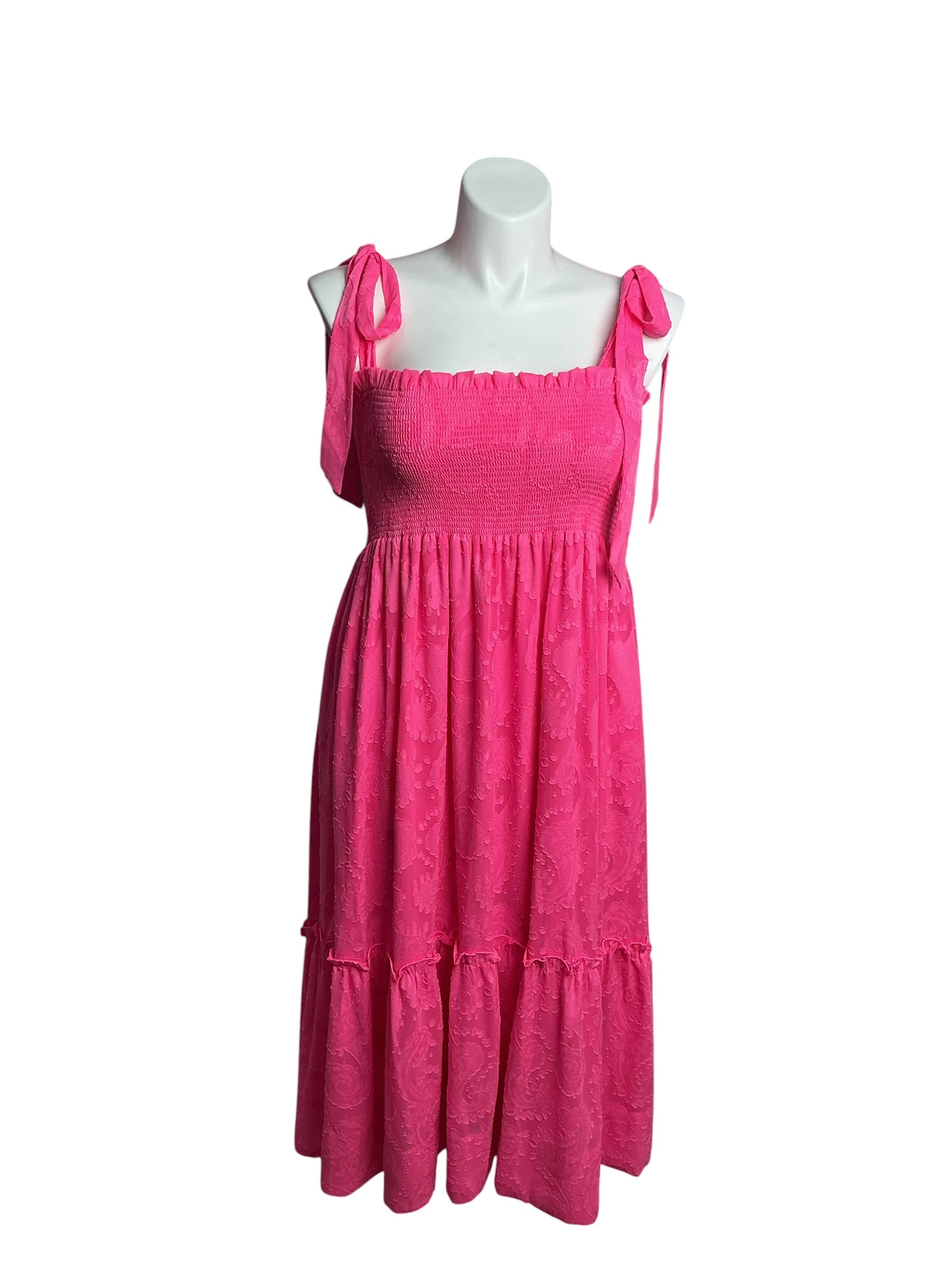 Lilly Pulitzer- Rivera Midi Dress Cockatoo Pink Tangerine Dream Poly Clip Size XL