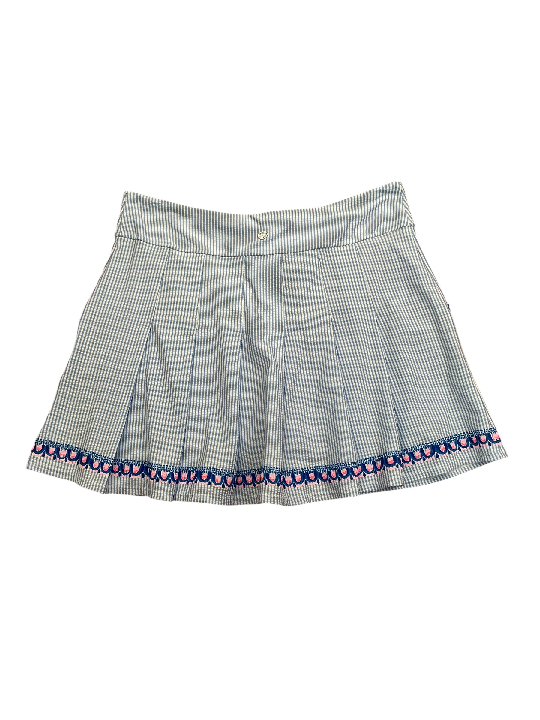 Lilly Pulitzer Luxletic Priska Skort UPF 50+ Blue Peri Performance Seersucker - Size 14