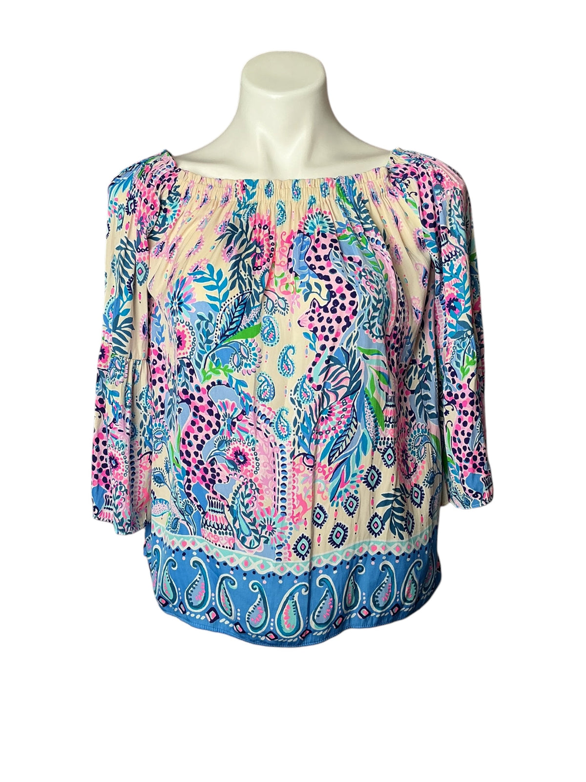 Lilly Pulitzer Nevie Off-The-Shoulder Top Macadamia Haute - Size S