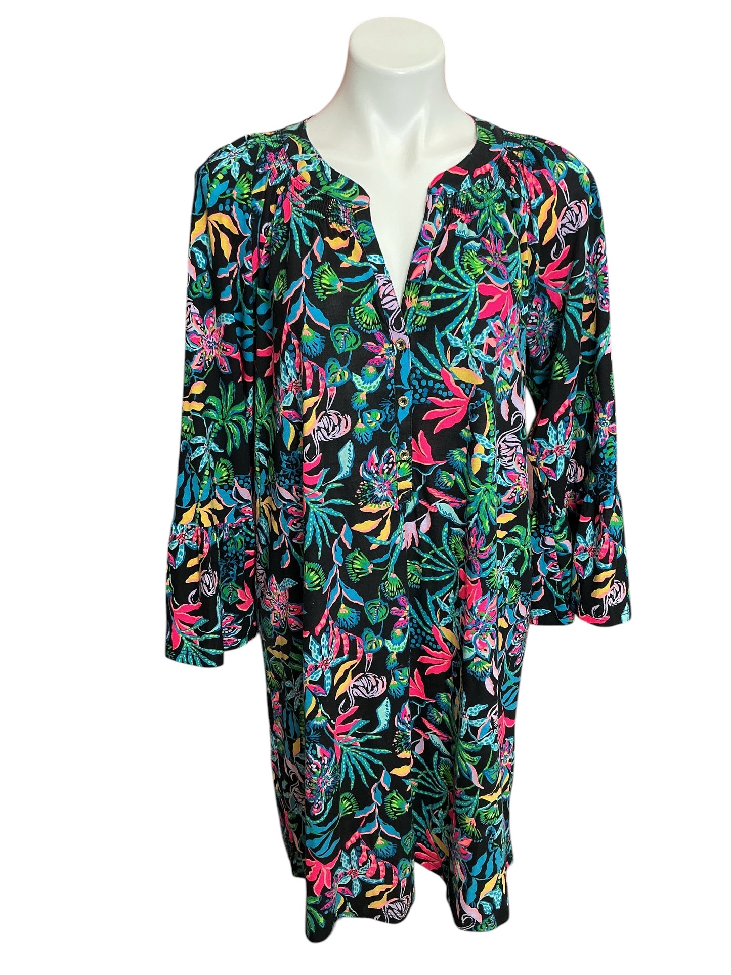 Lilly Pulitzer Norris Dress Onyx Paradise Glow - Size XL