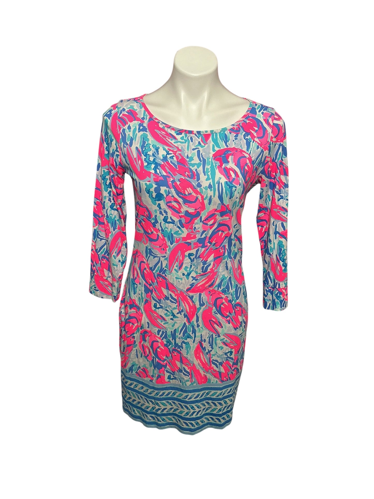 Lilly Pulitzer Marlowe Boatneck T-Shirt Dress Cosmic Coral Cracked Up - Size S