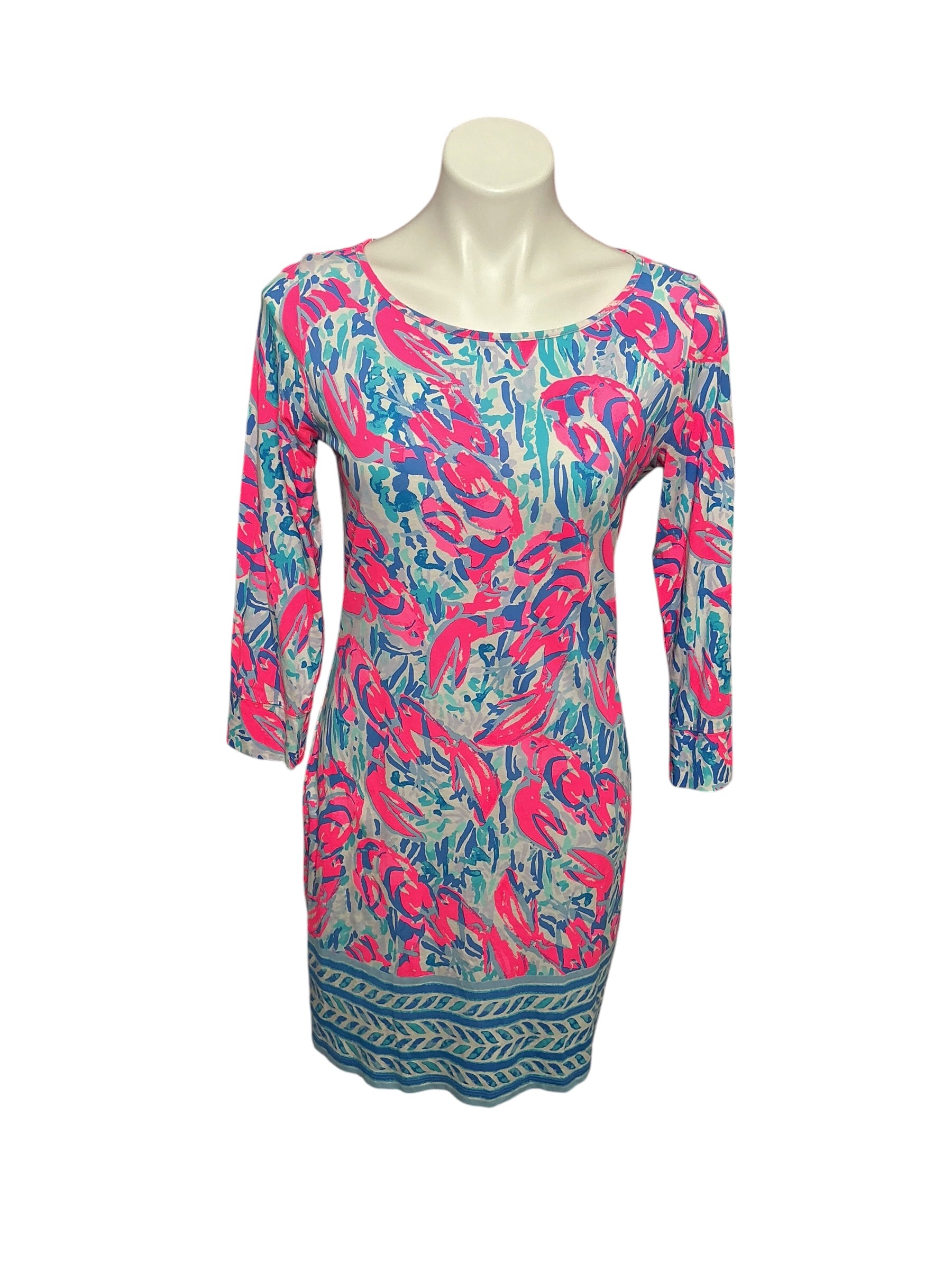 Lilly Pulitzer Marlowe Boatneck T-Shirt Dress Cosmic Coral Cracked Up - Size S