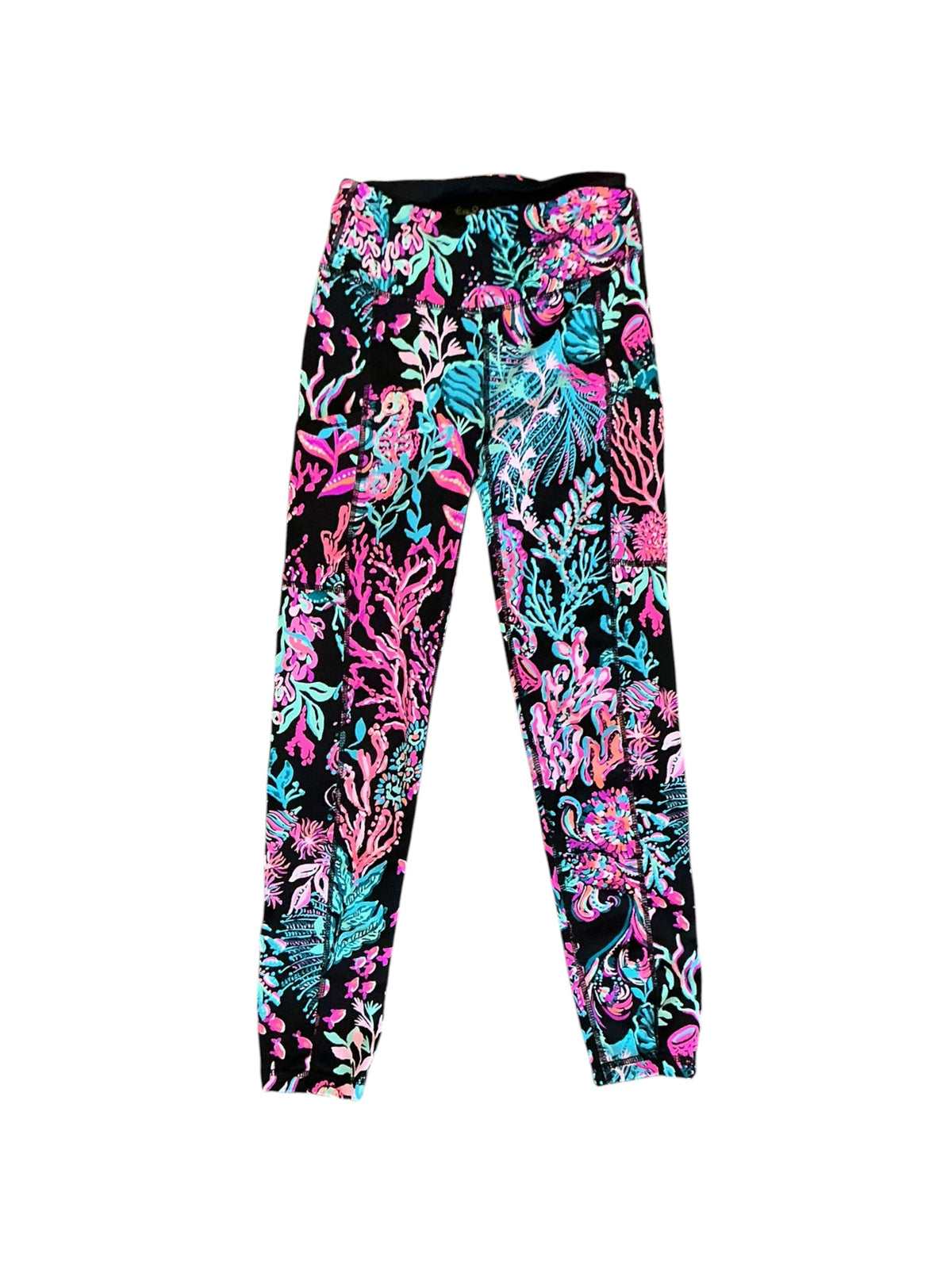 Lilly Pulitzer Luxletic Weekender Mid-Rise Midi Leggings Onyx Twlight Coral - Size XXS