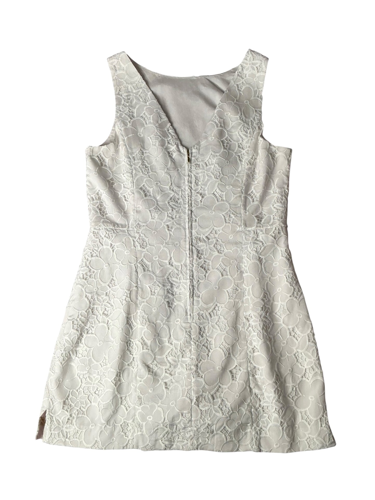 Lilly Pulitzer Jules Skirted Shift Romper Resort White Sweet Daisy Eyelet Floral Embroidery Lace - Size 12