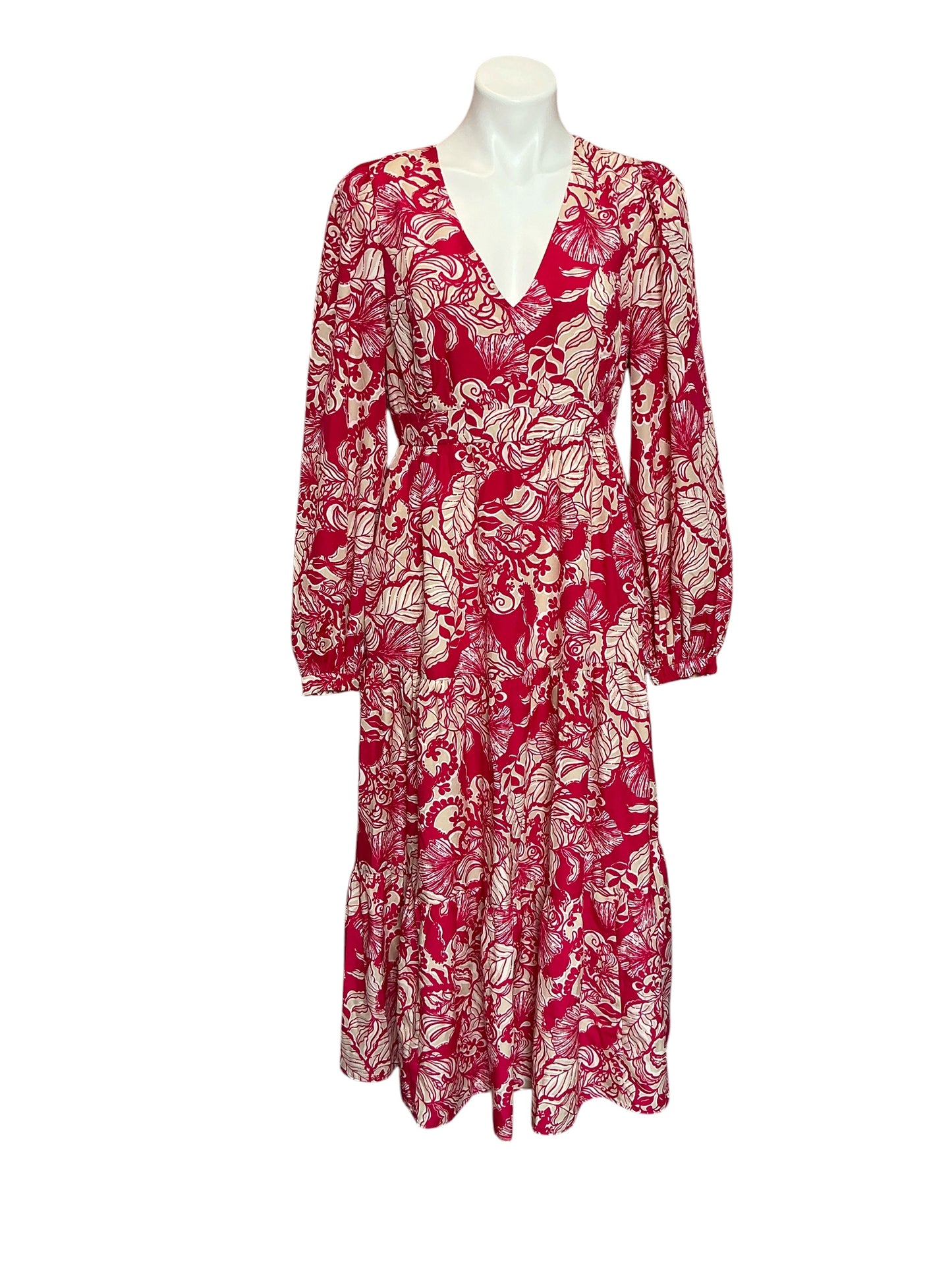 Lilly Pulitzer NWT Tinslee Long Sleeved Midi Dress Poinsettia Red Island Vibes - Size 6