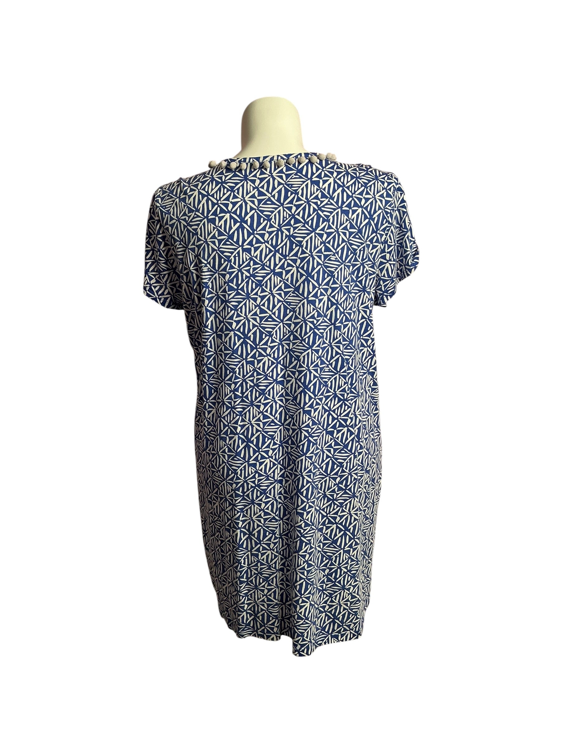Lilly Pulitzer- Etta V-Neck T-Shirt Dress Corsica Blue Easy Peasy Size XXL