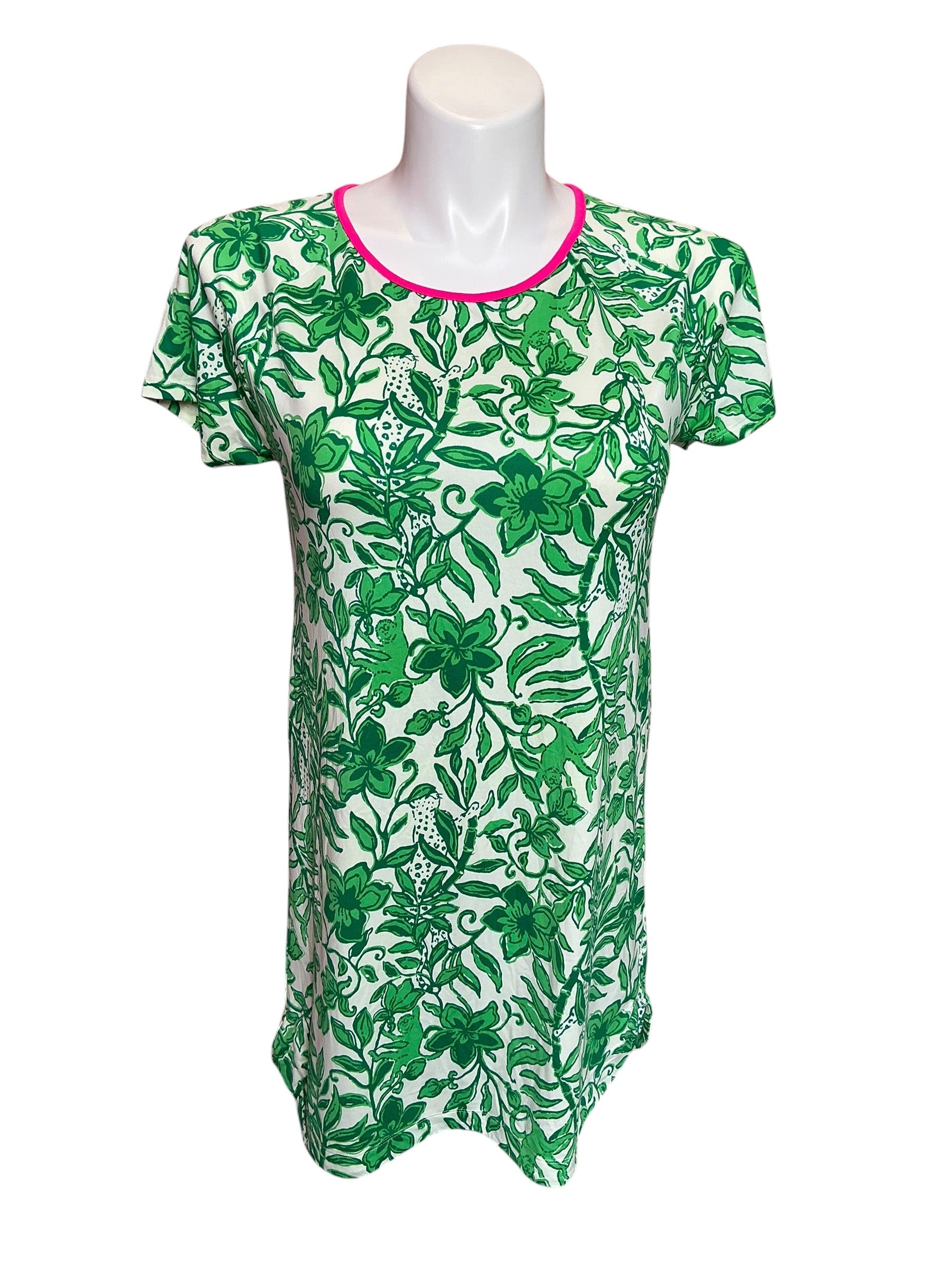 Lilly Pulitzer Margene Pajama Sleep Dress Fiddle Leaf Green Lil Escape Plan Pjs - Size XS