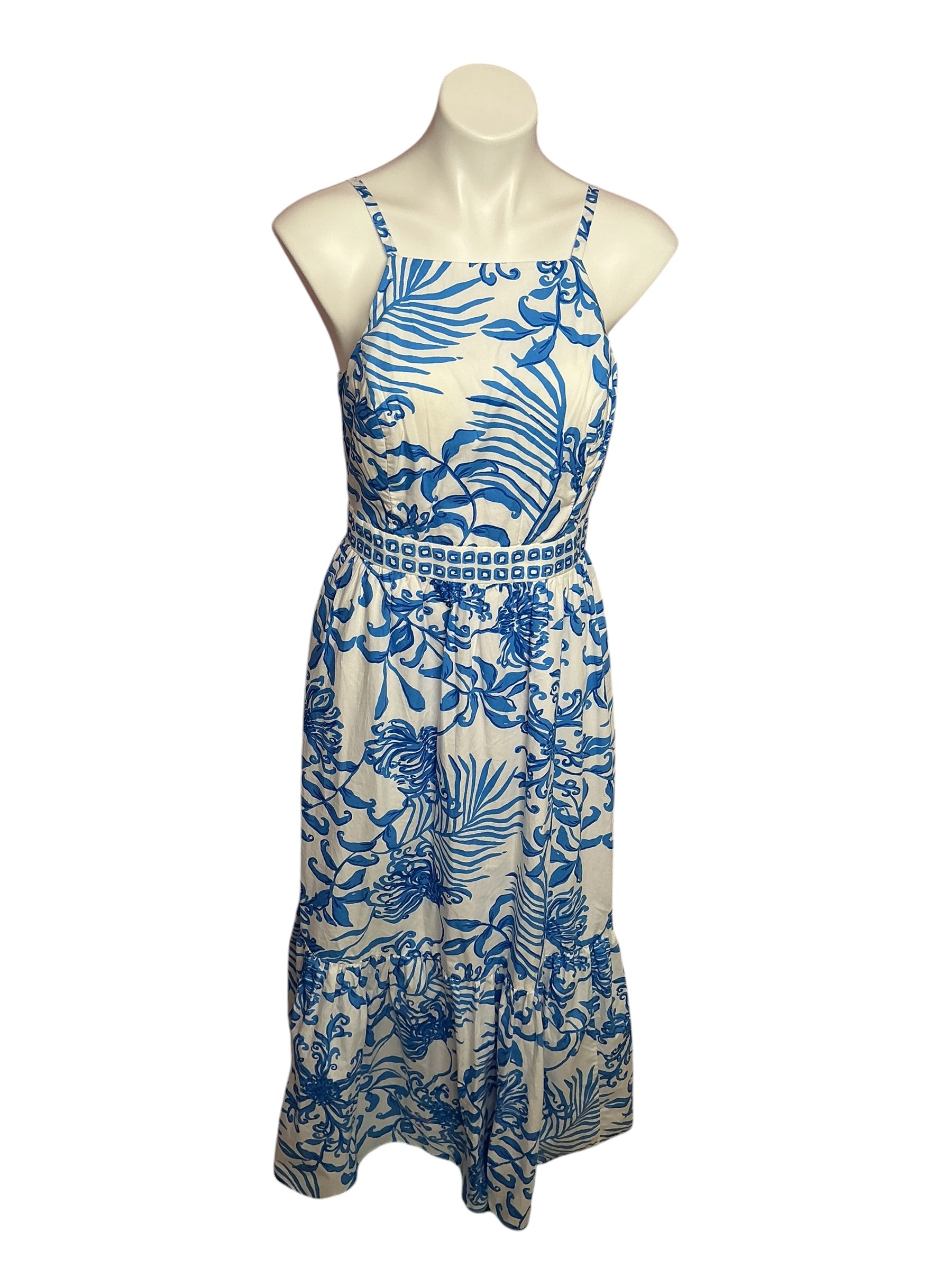 Lilly Pulitzer Charlese Cotton Halter Maxi Dress Glisten In The Sun - Size 8
