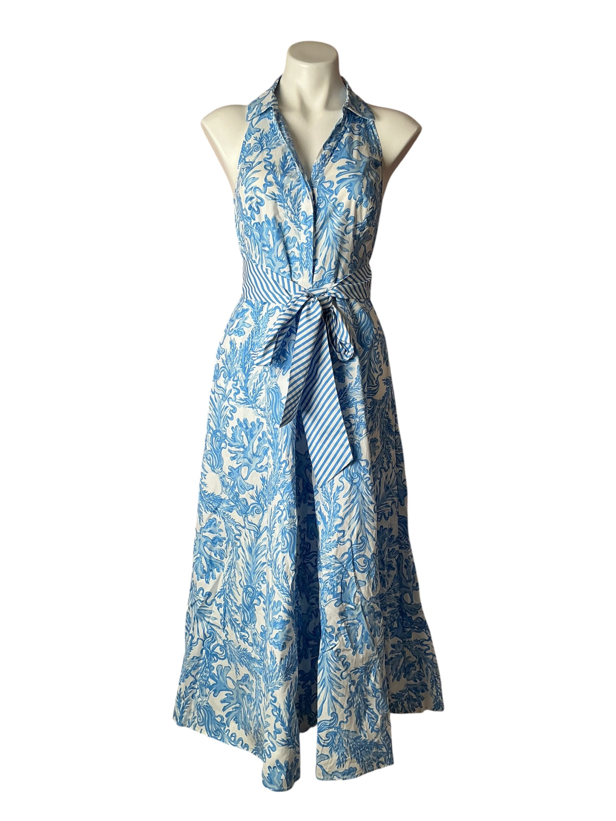 Lilly Pulitzer NWT Chrisella Stretch Shirtdress Resort White Aqua Engineered - Size 4