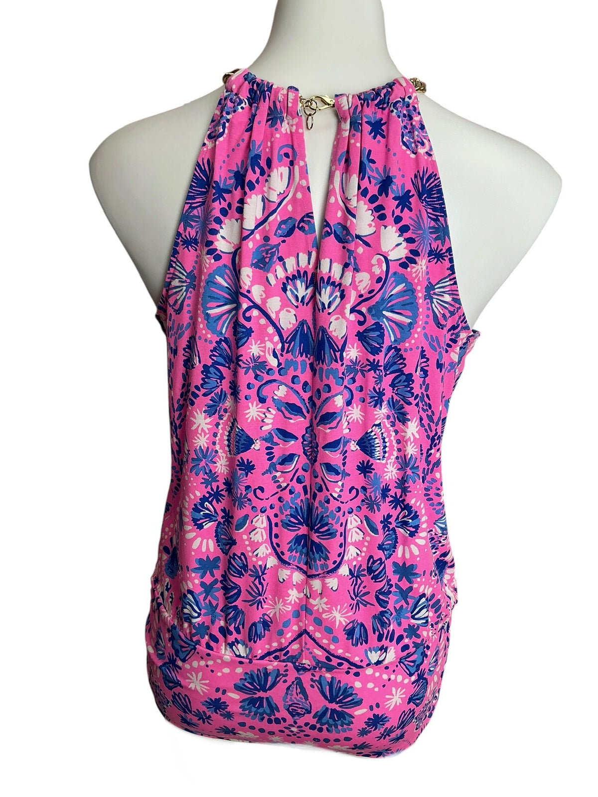 Lilly Pulitzer Bowen Halter Top Havana Pink Turtle Tidepool Engineered - Size S