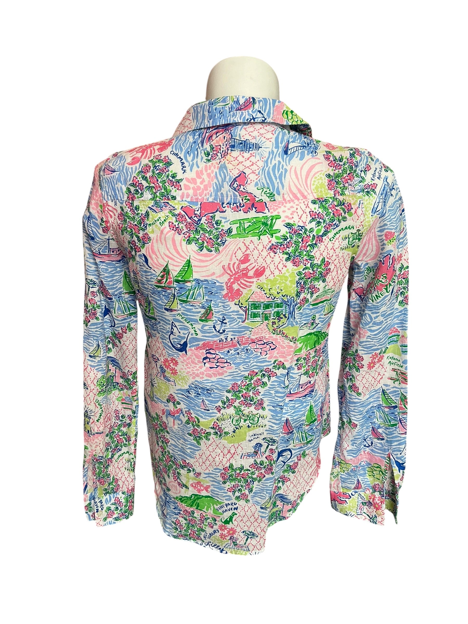 Lilly Pulitzer Sea View Button Down  multi Lilly Loves Marthas Vi - Size S