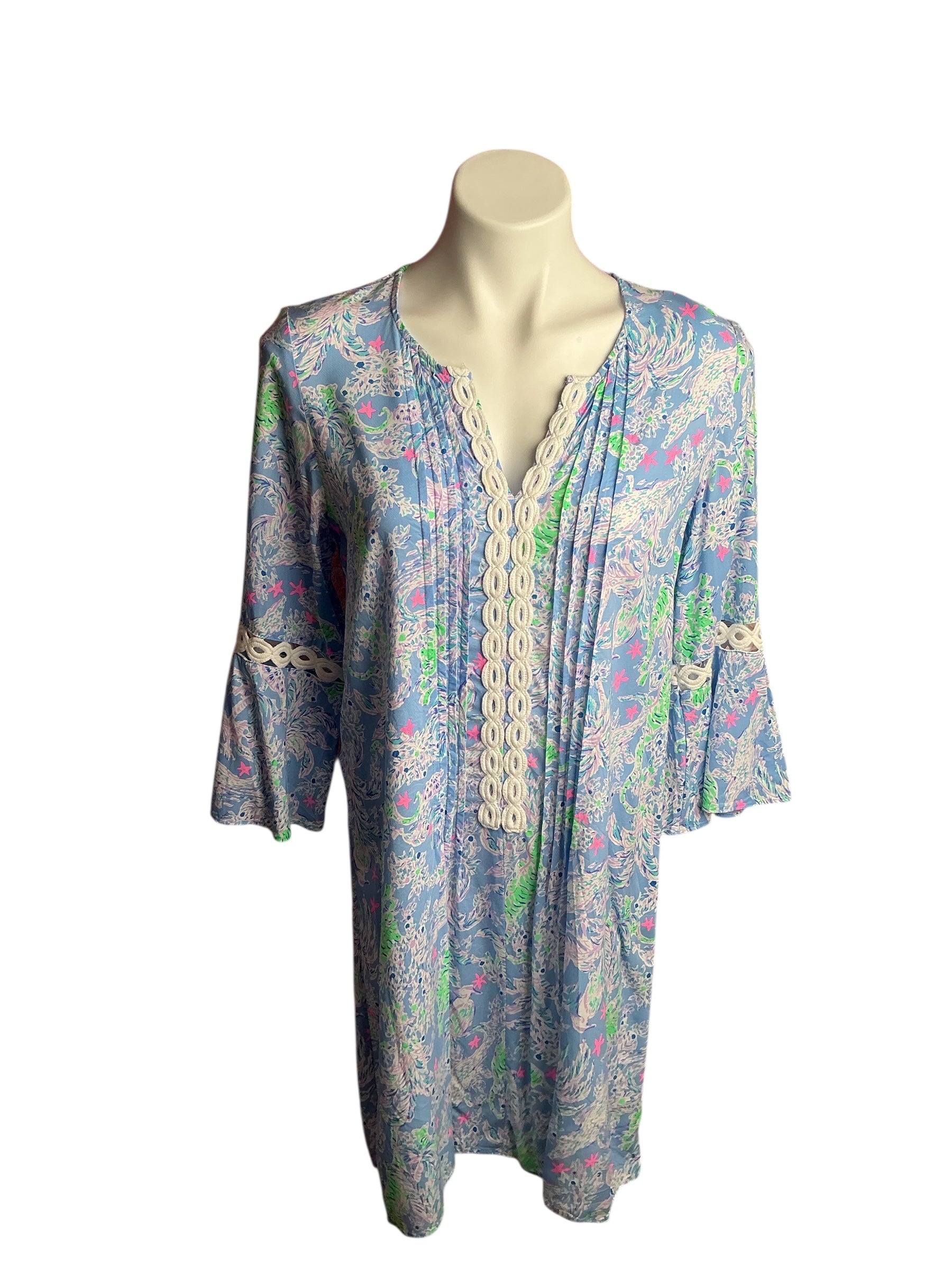 Lilly Pulitzer- Hollie Tunic Dress Blue Peri The Turtle Package Size S