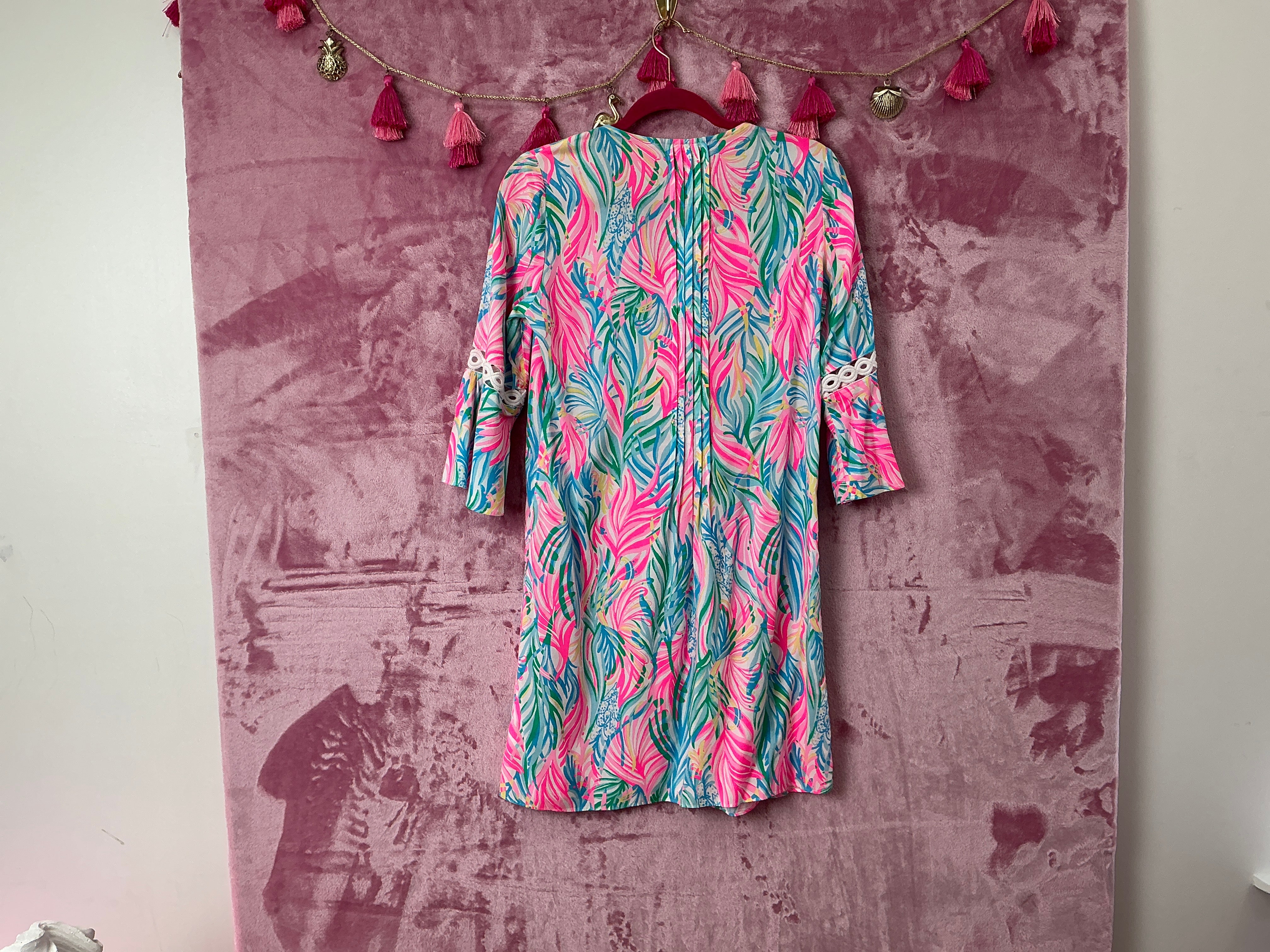 Lilly Pulitzer NWT Hollie 3/4 Sleeve Tuni Dress Multi Sea Turtle Soirée - Size S