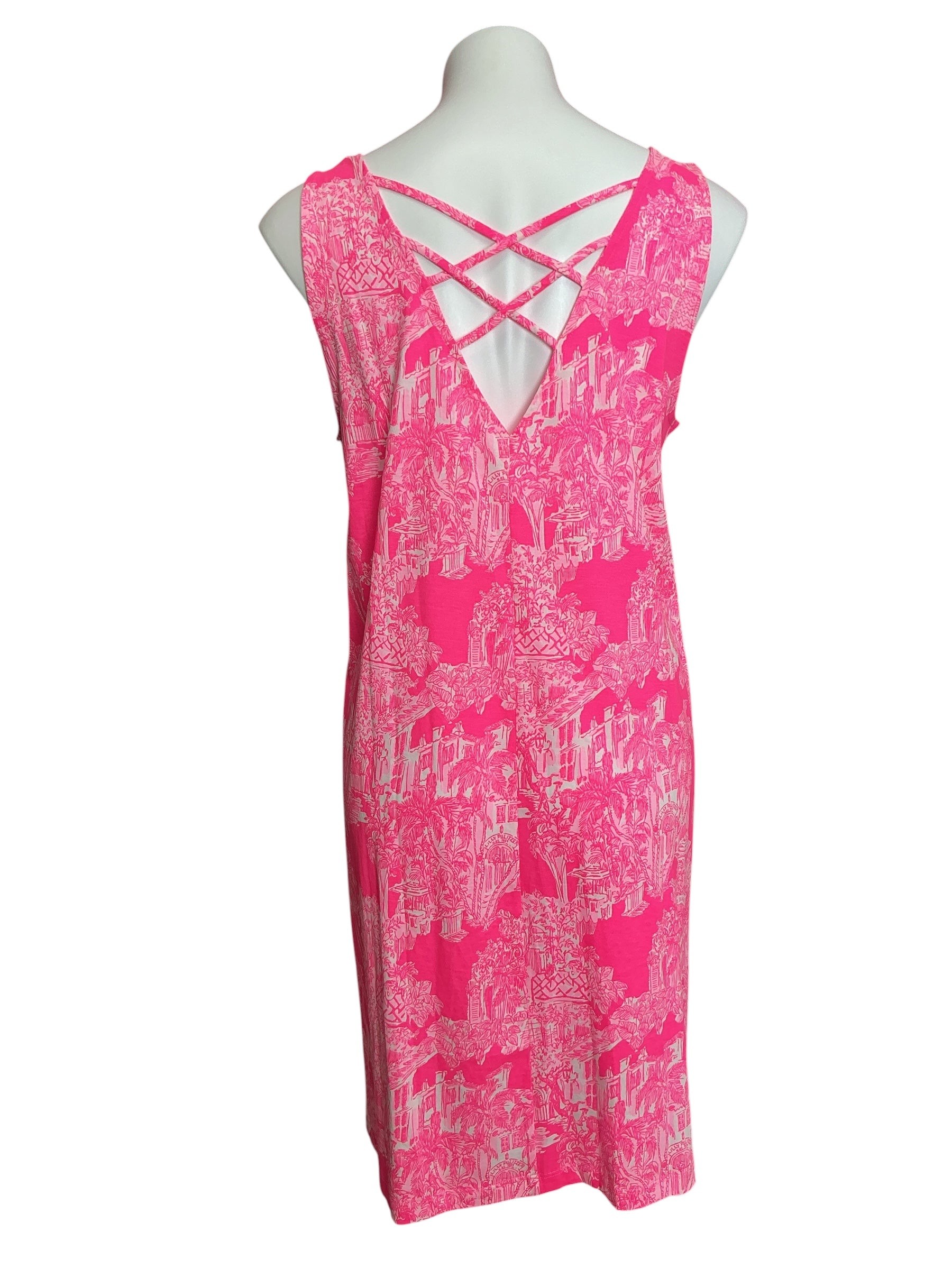 Lilly Pulitzer Kristen Swing Dress Roxie Pink Palm Beach Anniversary Toile - Size L