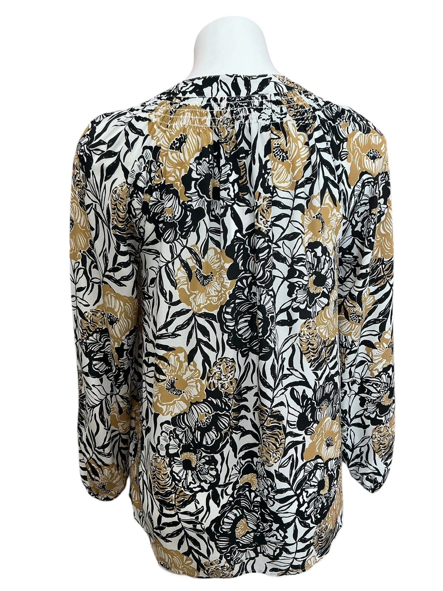 Lilly Pulitzer Elsa Silk Top Onyx Peony Party - Size S