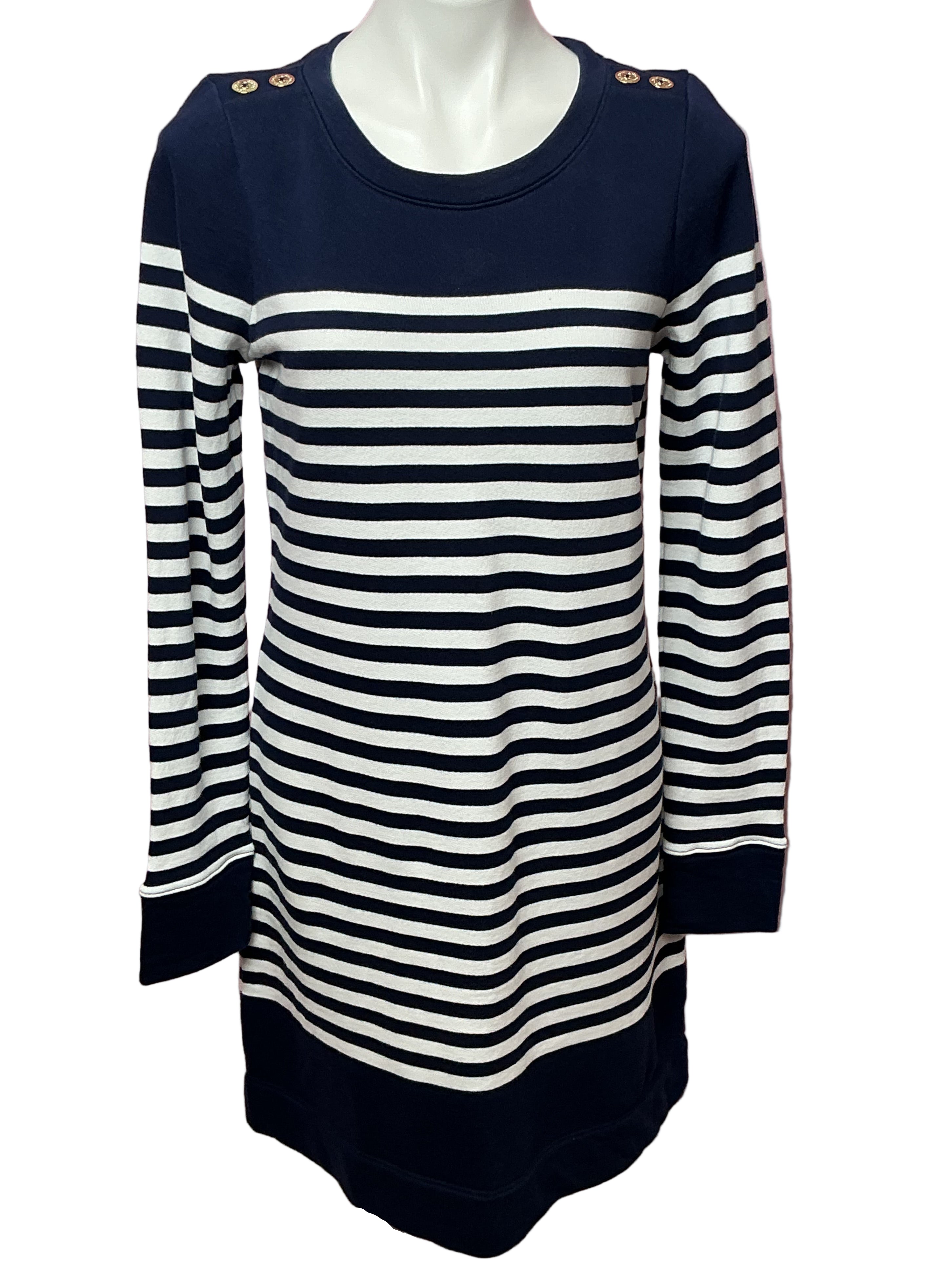 Lilly Pulitzer Kenley Long Sleeve Dress - True Navy Riviera Stripe - Size M