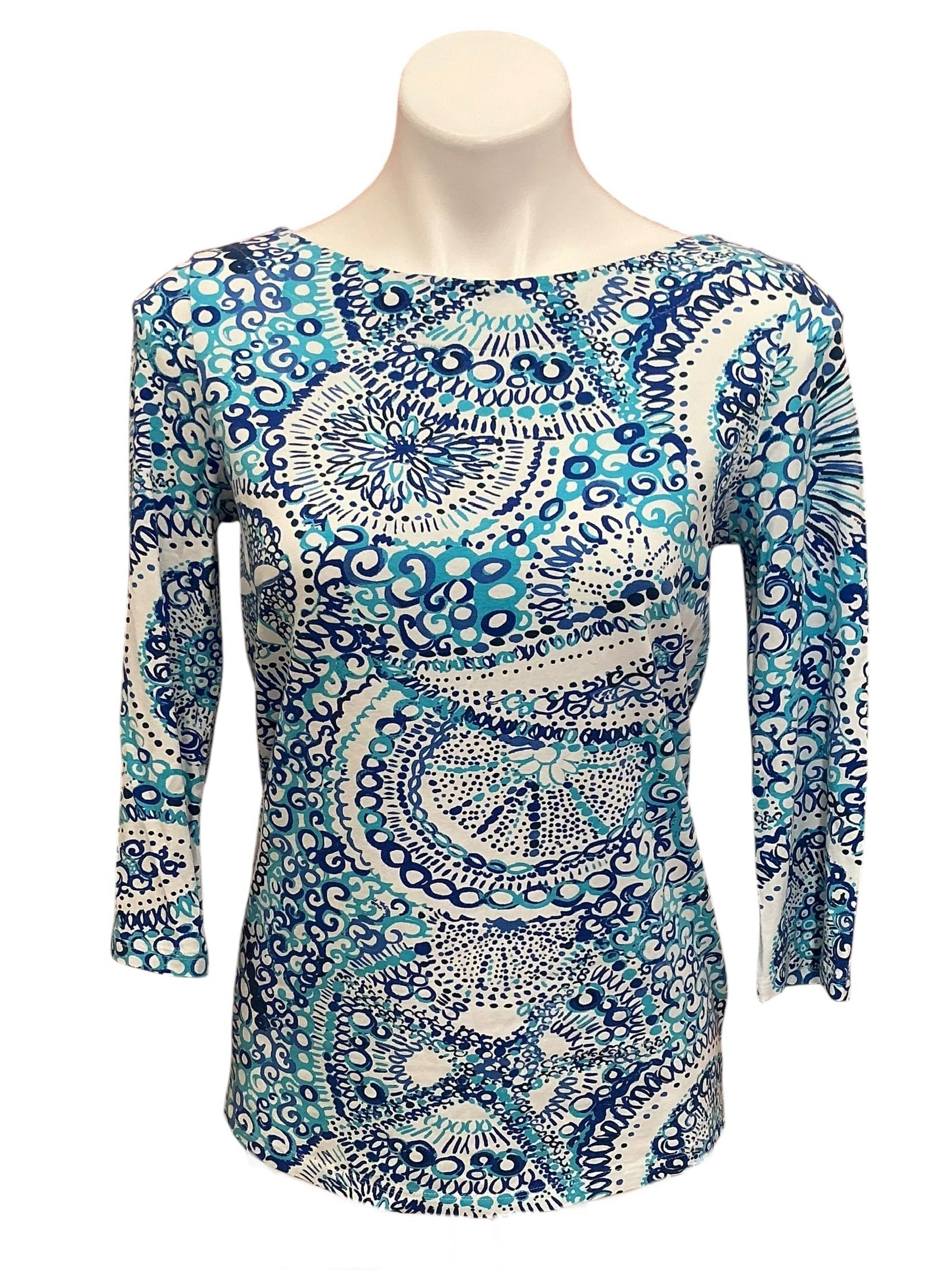 Lilly Pulitzer Waverly Top Resort White Midnight Blues - Size S