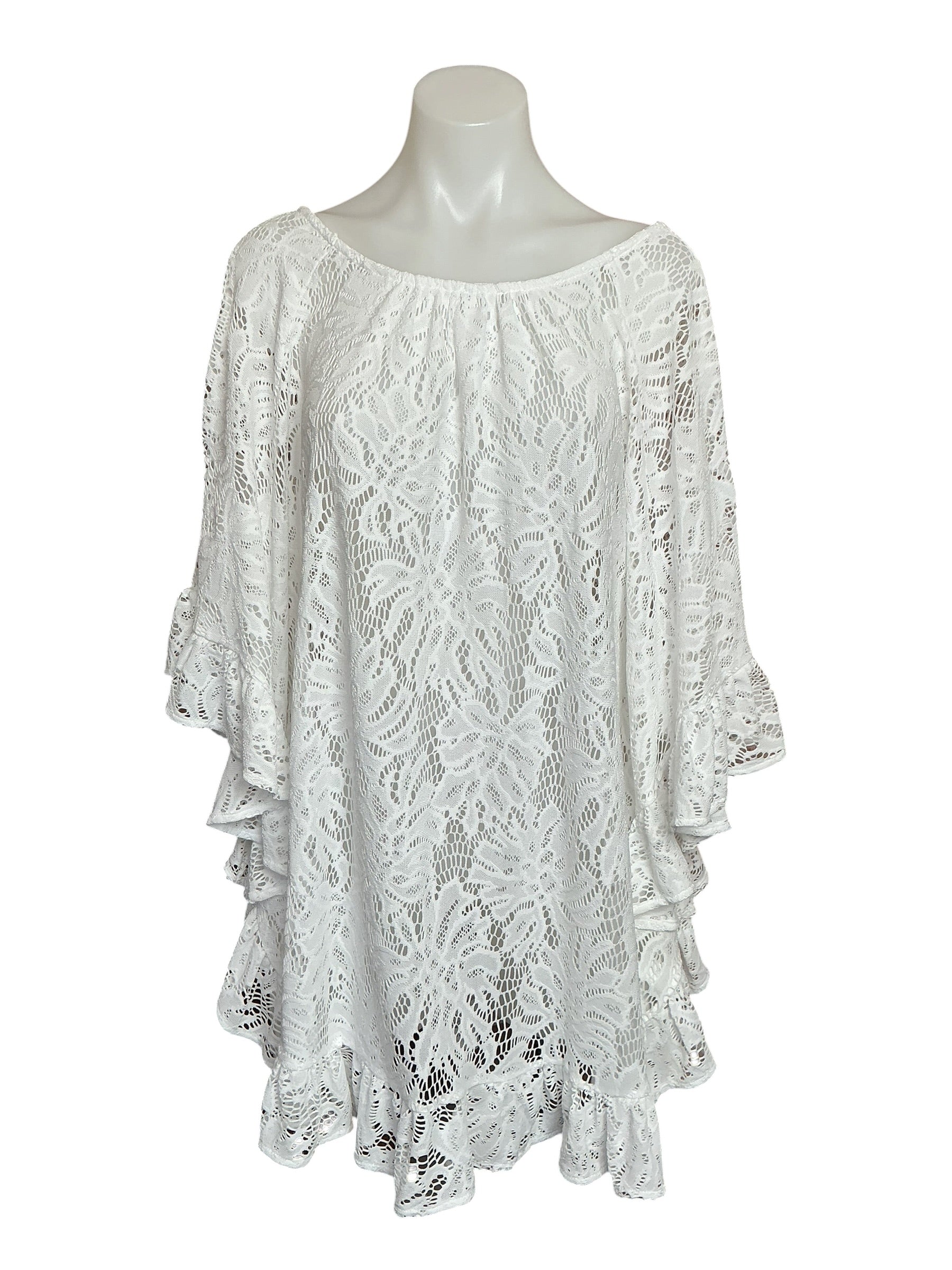 Lilly Pulitzer Atley Ruffle Cover Up - Resort White Paradise Found Lace - Size S/M