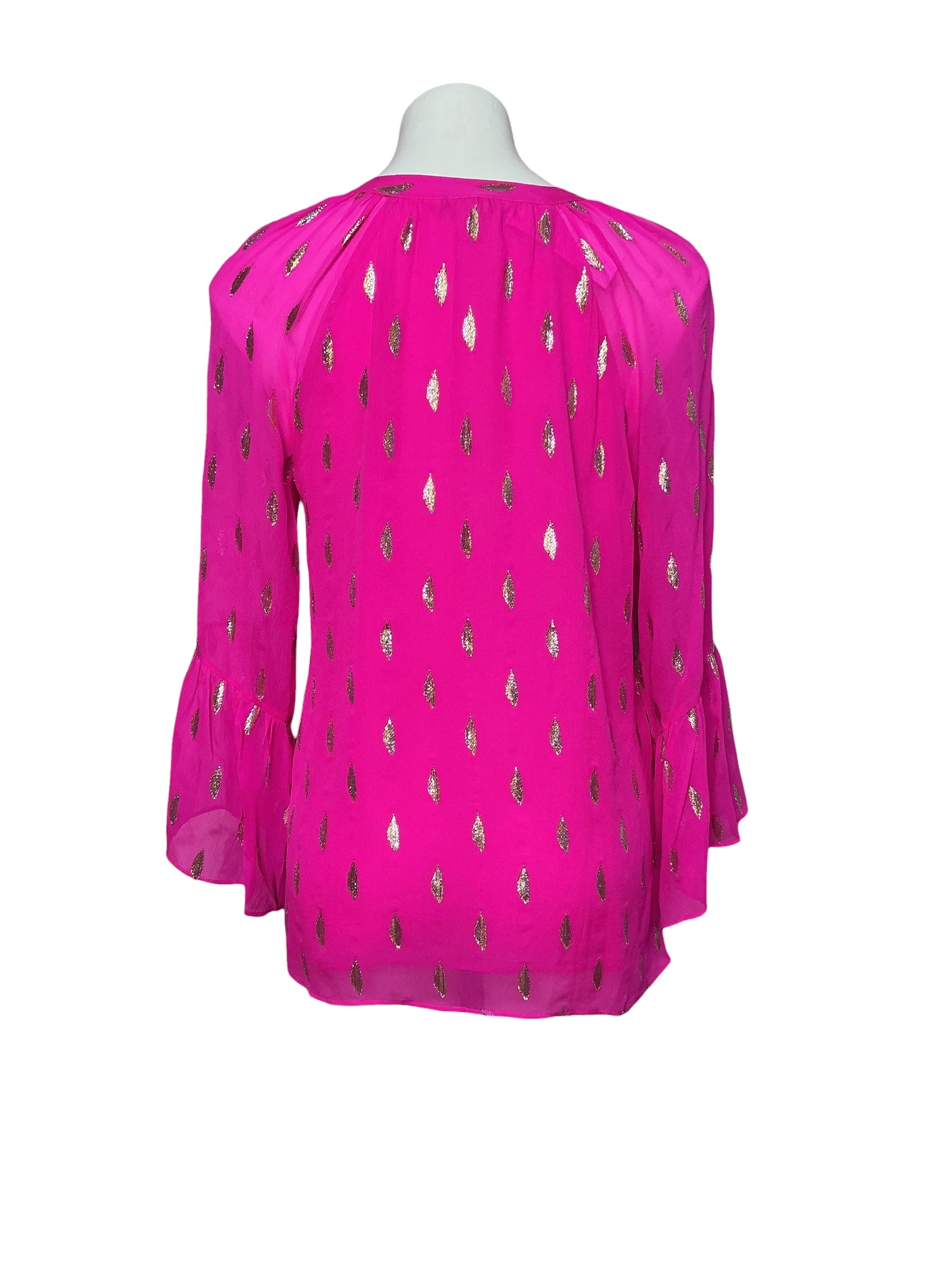 Lilly Pulitzer Matilda Silk Top, Raz Berry Diamond- Metallic Size S