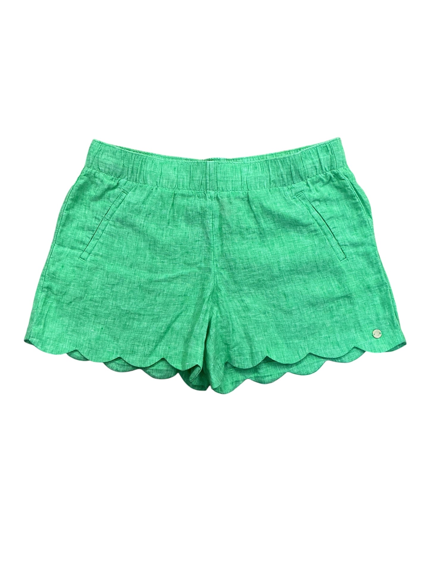 Lilly Pulitzer Brea Linen Scallop Shorts Gecko Green - Size M