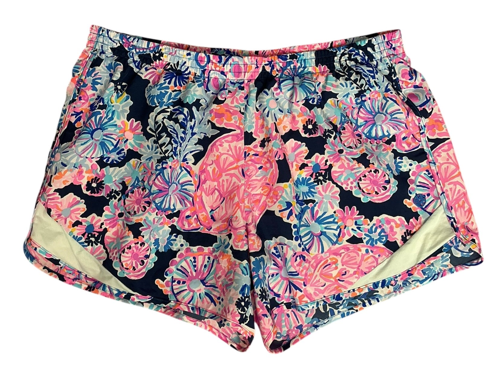 Lilly Pulitzer Luxletic 4" Ocean Trail Short Navy Turtle Amazement - Size M