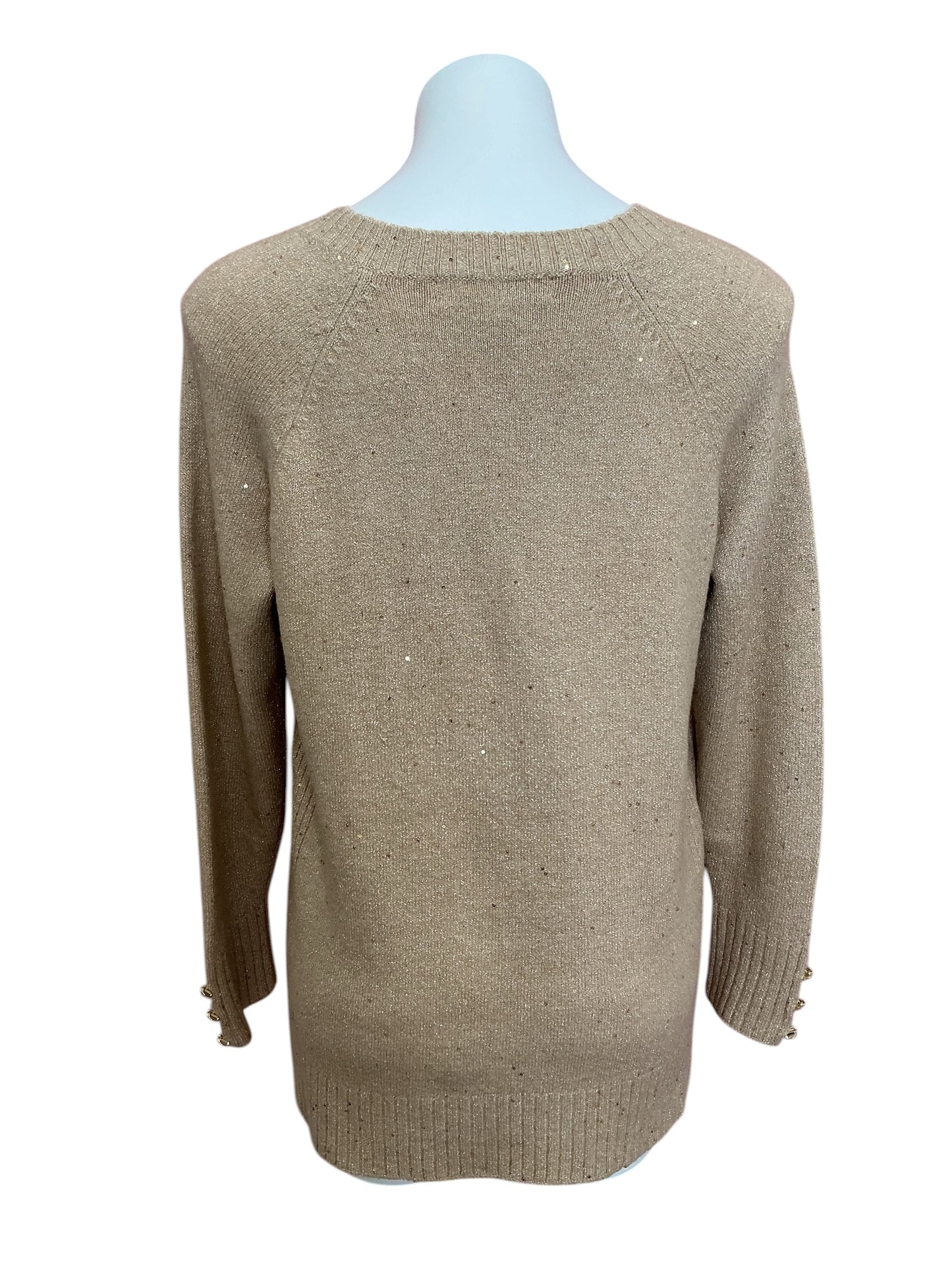 Lilly Pulitzer Kaycee Sequin Sweater Sandbar Gold Metallic - Size M