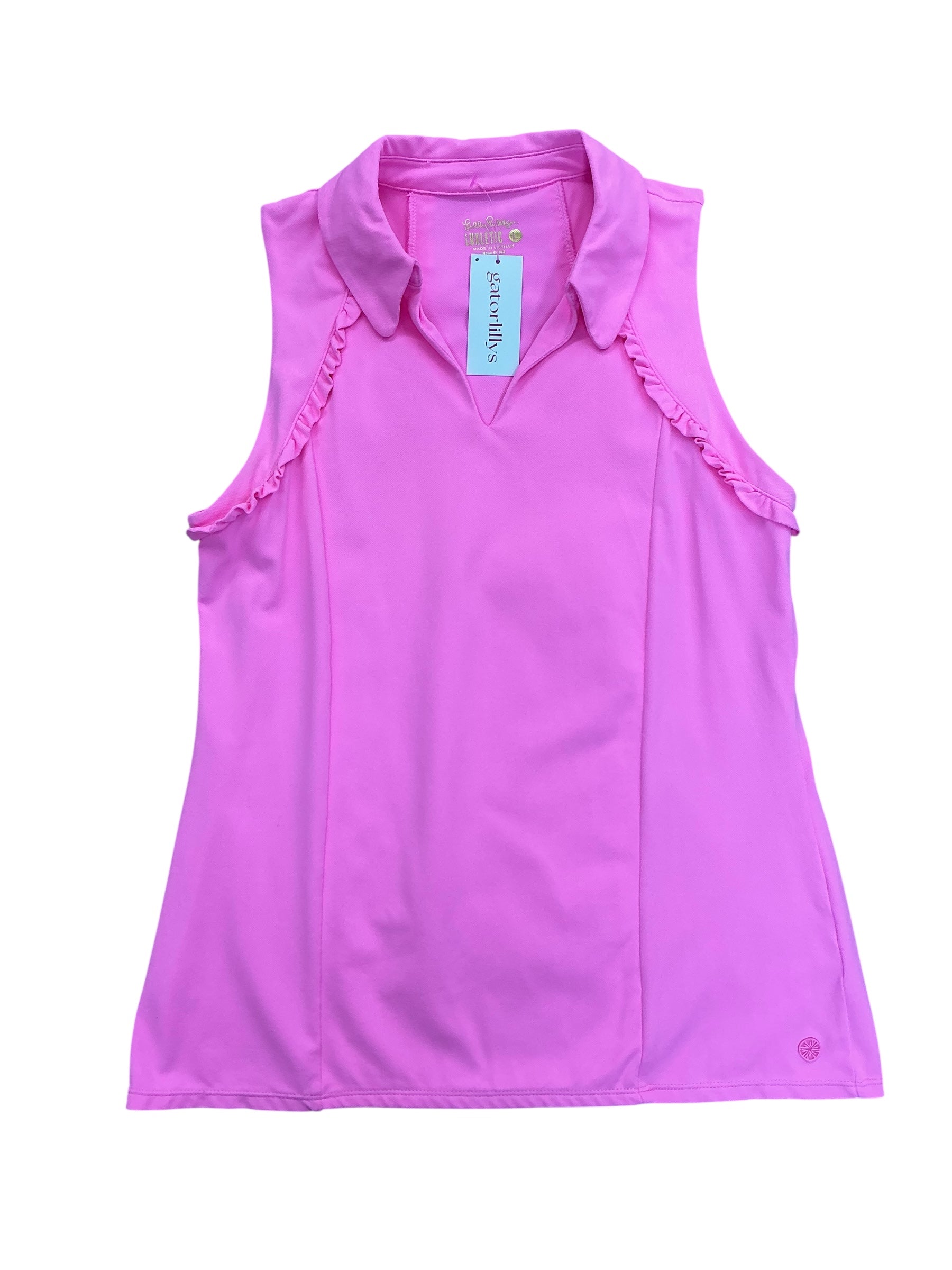 Lilly Pulitzer Luxletic Martina Polo Top Havana Pink - Size L