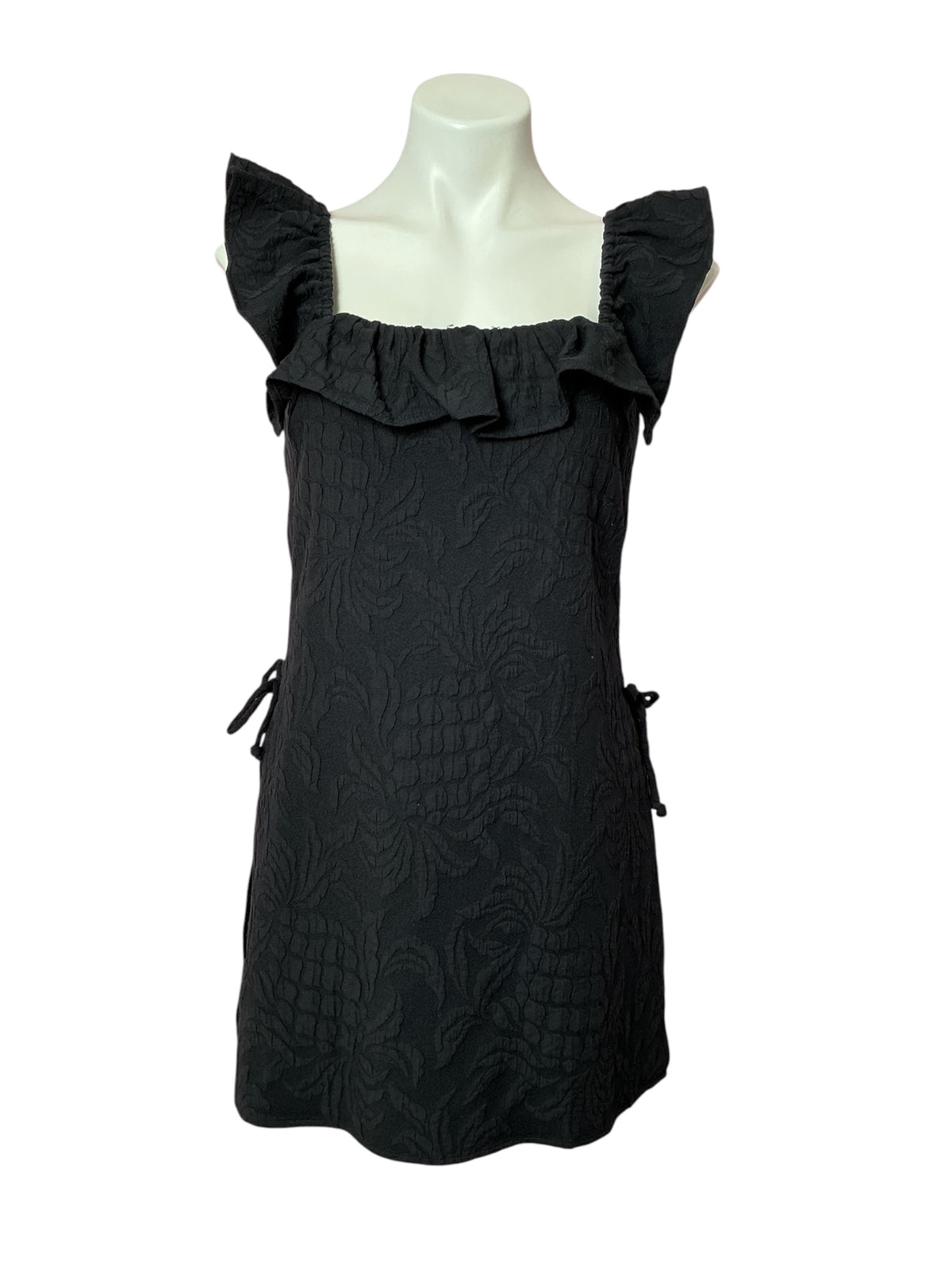 Lilly Pulitzer Zoya Ruffle Romper Pineapple Pucker Jacquard Onyx - Size 6
