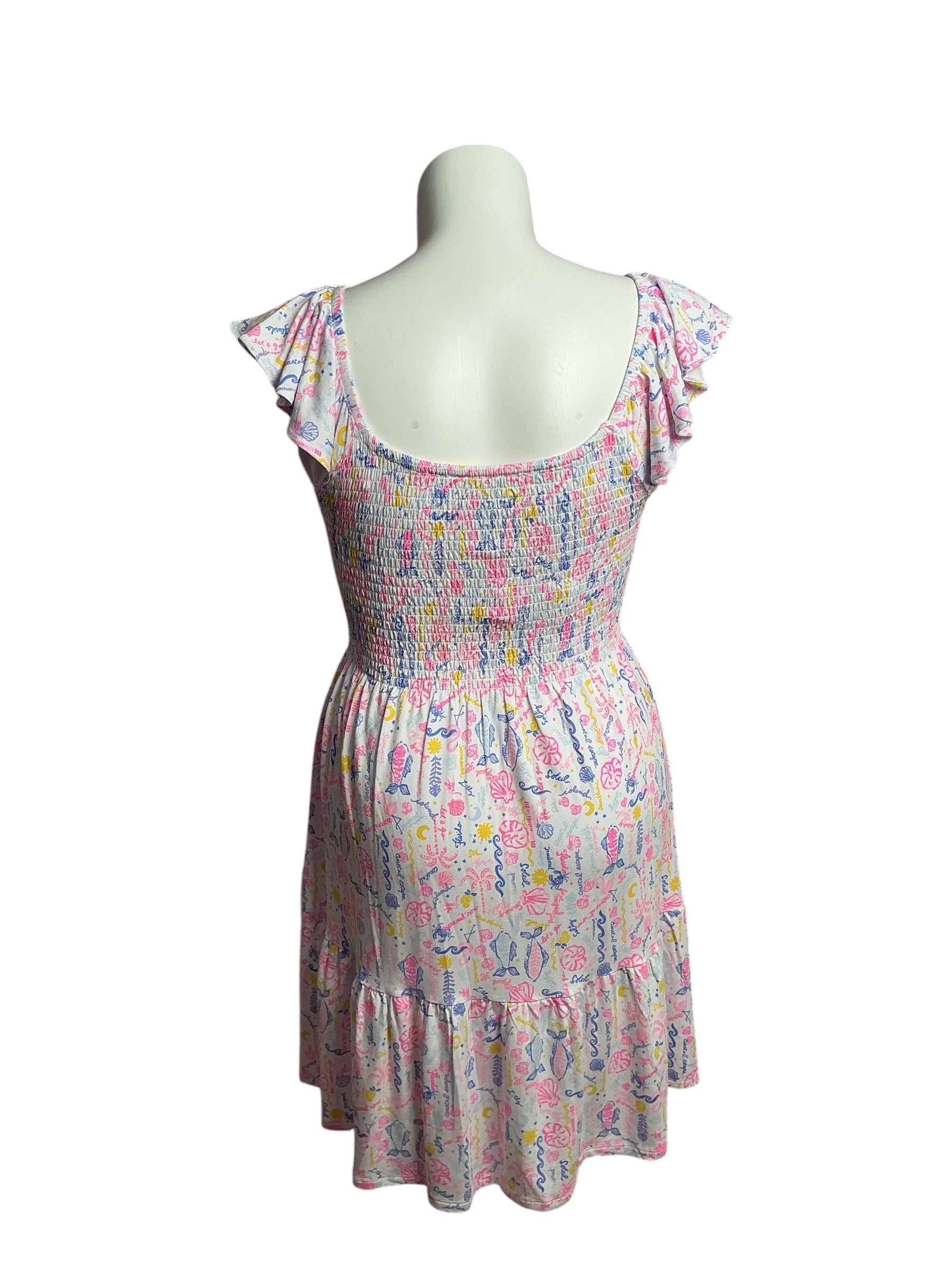 Lilly Pulitzer- NWT Jilly Smocked Dress Multi Summer Serenade Size L