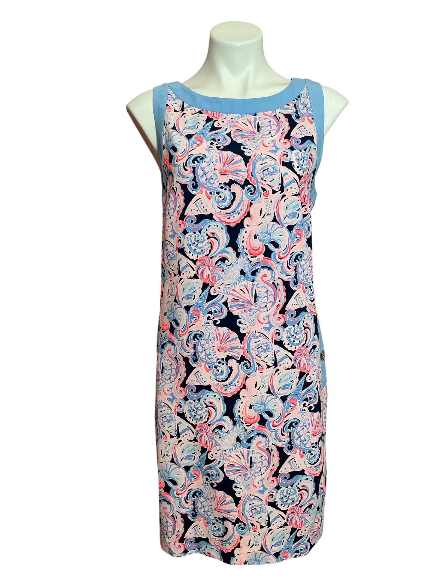 Lilly Pulitzer Angie Stretch Shift Dress High Tide Navy It’s For Shore - Size 14