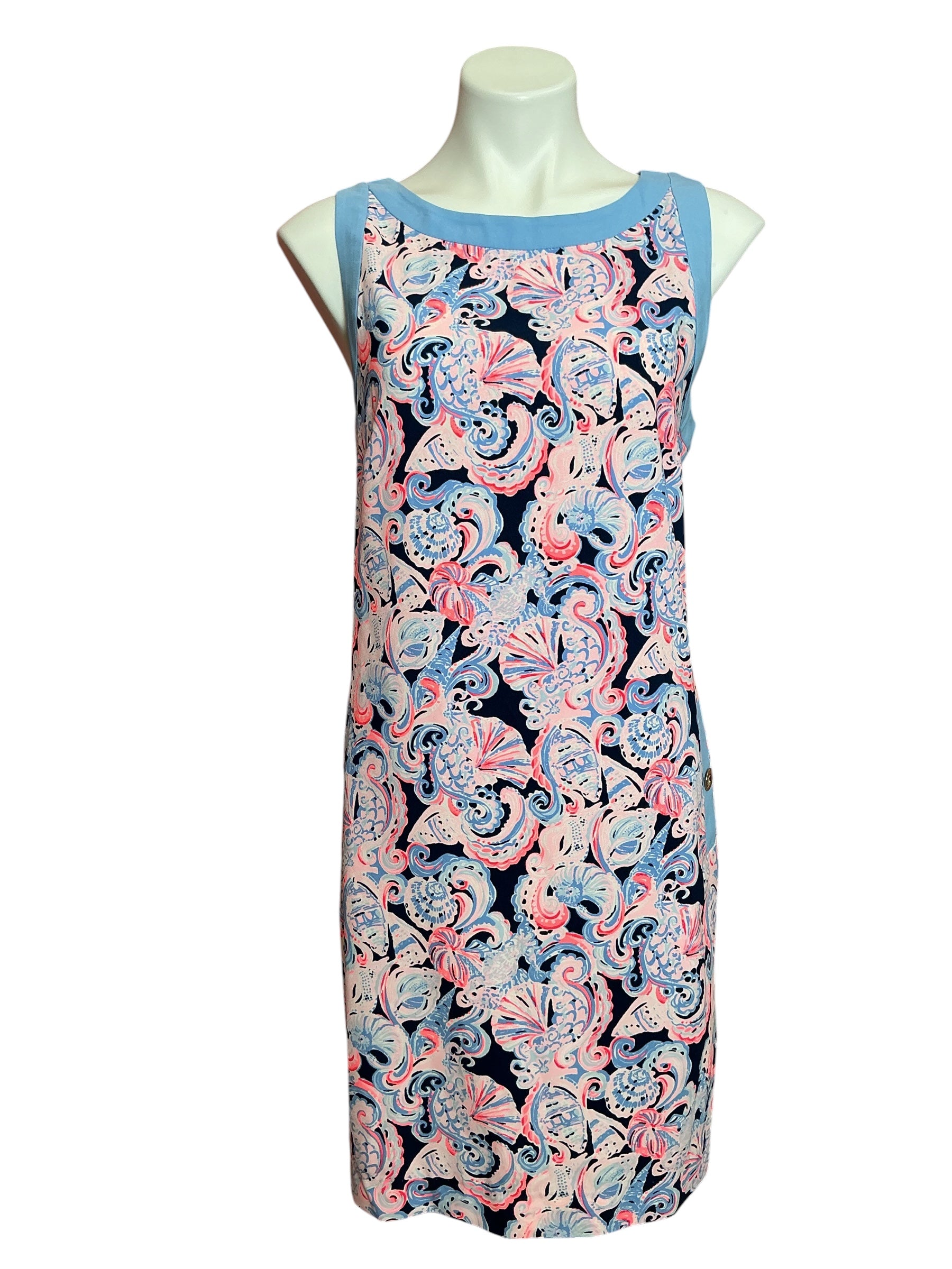 Lilly Pulitzer Angie Stretch Shift Dress High Tide Navy It’s For Shore - Size 14