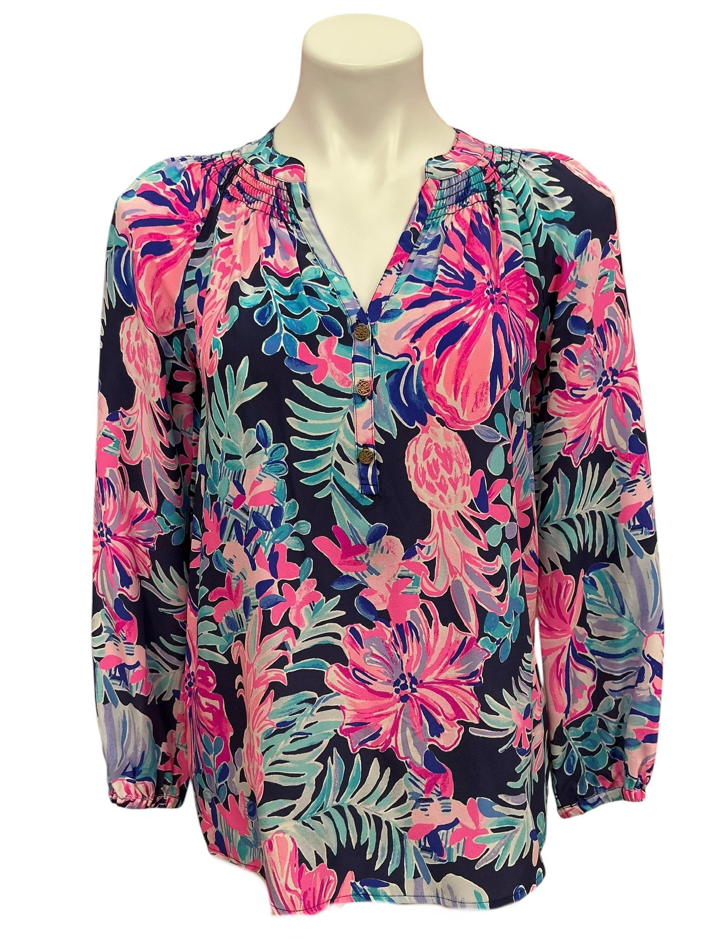 Lilly Pulitzer Elsa Silk Top Garden Getaway - Size XS
