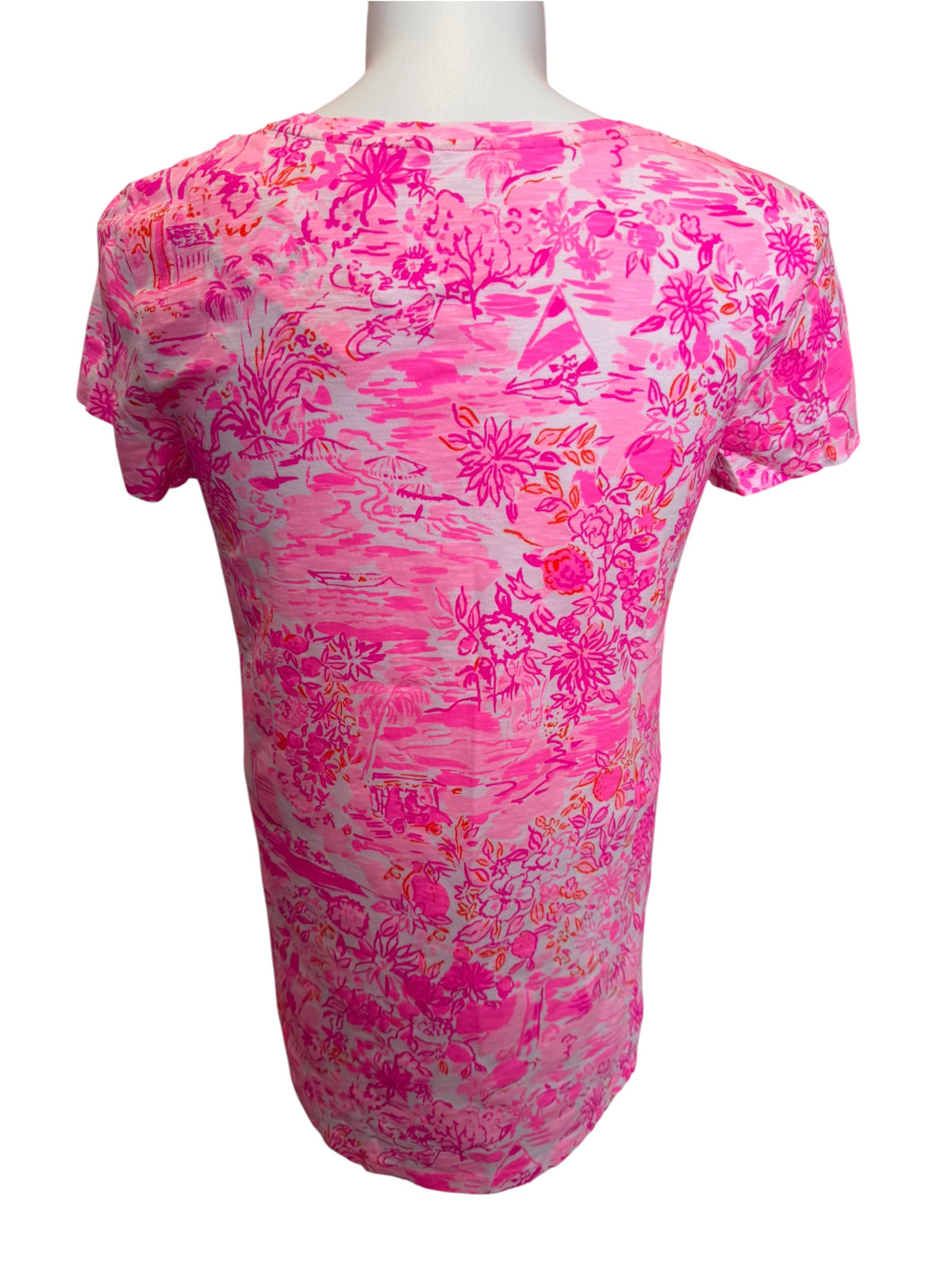 Lilly Pulitzer NWT Etta V-Neck Peony Pink Seaside Scene - Size L