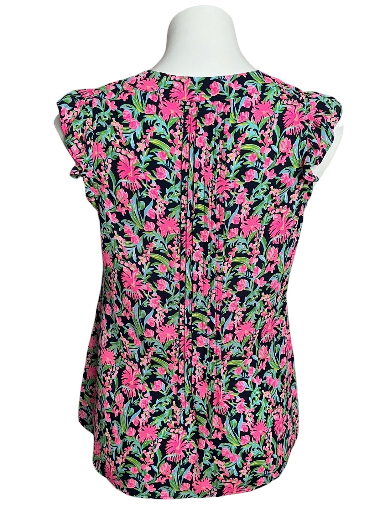 Lilly Pulitzer Joan Top Low Tide Navy Garden Variety - Size S
