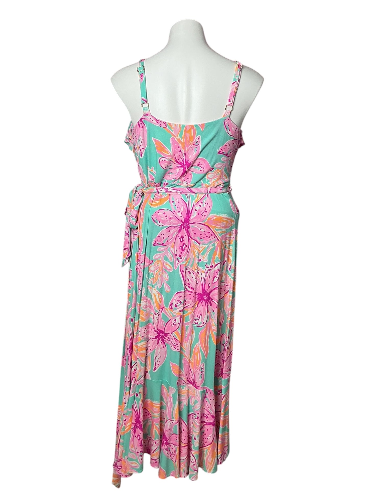Lilly Pulitzer Fontaine Wrap Dress Surf Blue Bonita Blooms - Size M