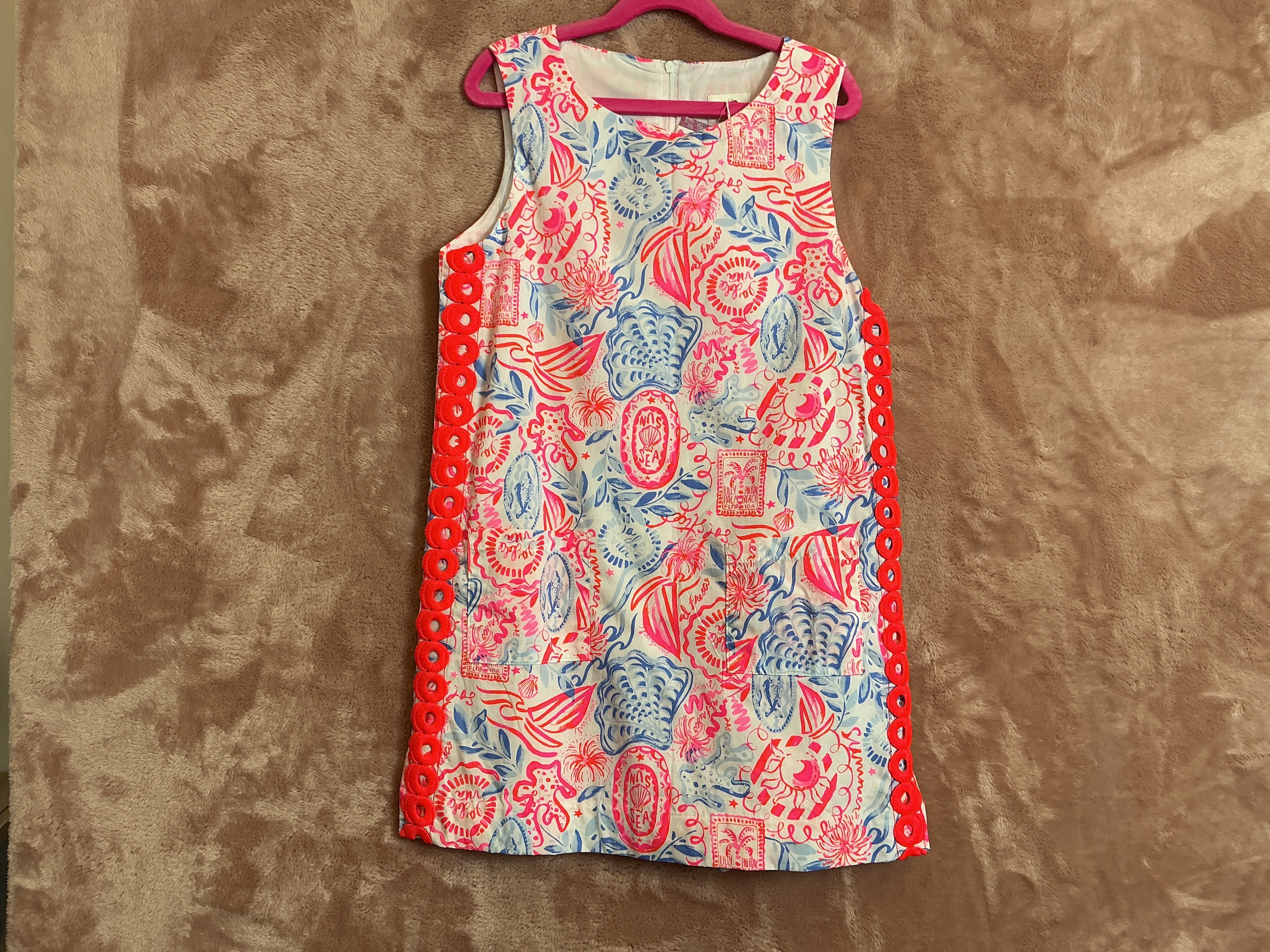 Lilly Pulitzer Mini Romey Shift Set Resort White Lil Sun Sea Sand - Size 14