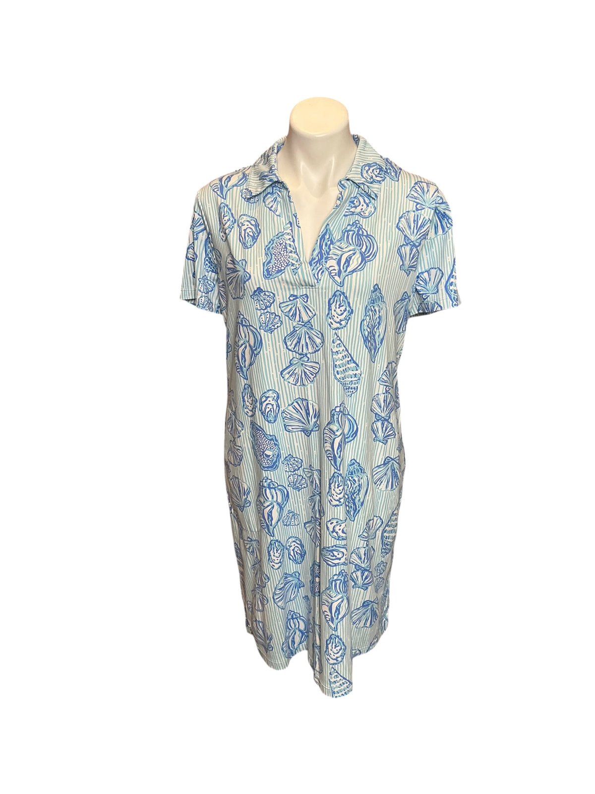 Lilly Pulitzer Mandi Dress Fresh Water Blue Cool As Shell - Size XL
