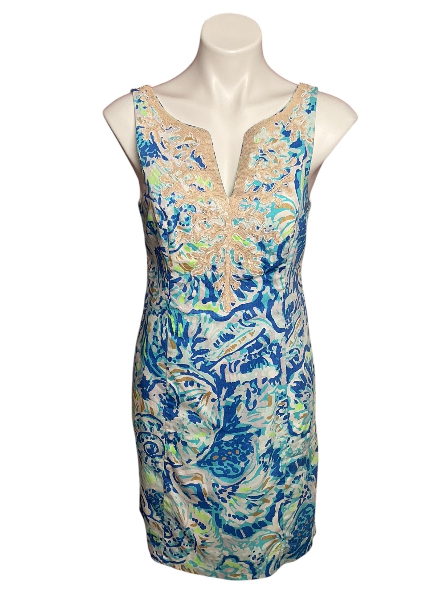 Lilly Pulitzer Gabby Shift Dress Bennet Blue Salty Seas - Size 4