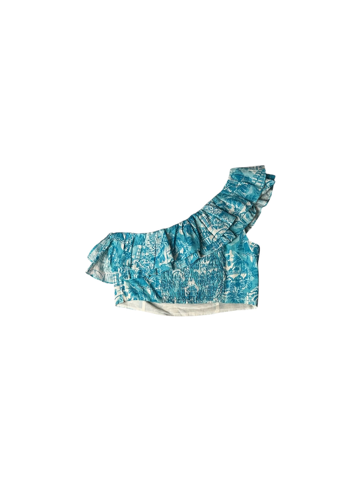 Lilly Pulitzer NWT Kasida Ruffle Top Amalfi Blue Sunny State Of Mind - Size 8
