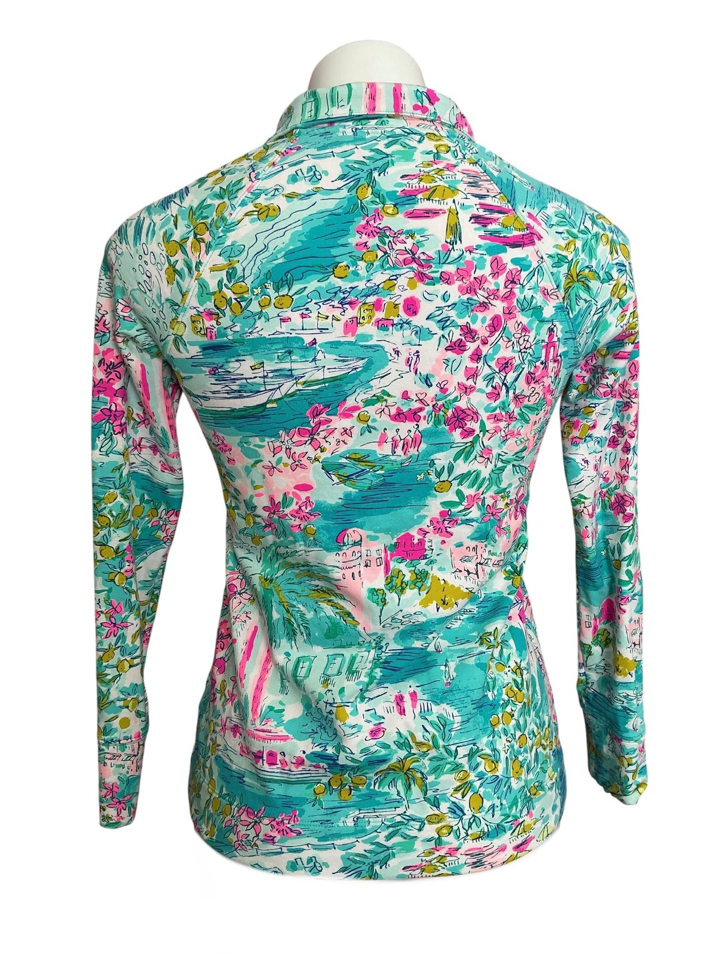 Lilly Pulitzer Skipper Popover Top Multi Postcards From Positano - Size XXS