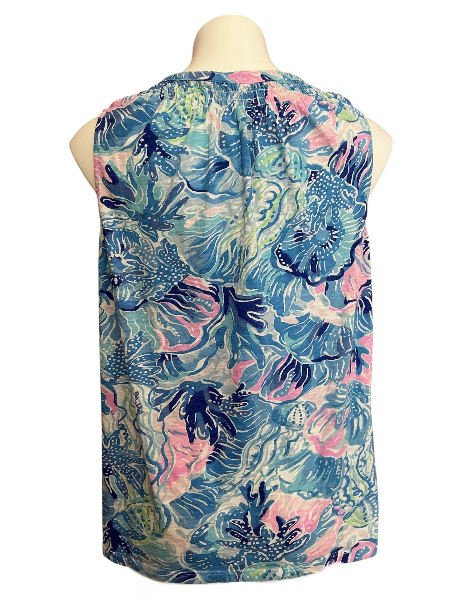 Lilly Pulitzer Essie Sleeveless Top Saltwater Blue Shade Seeker - Size XL