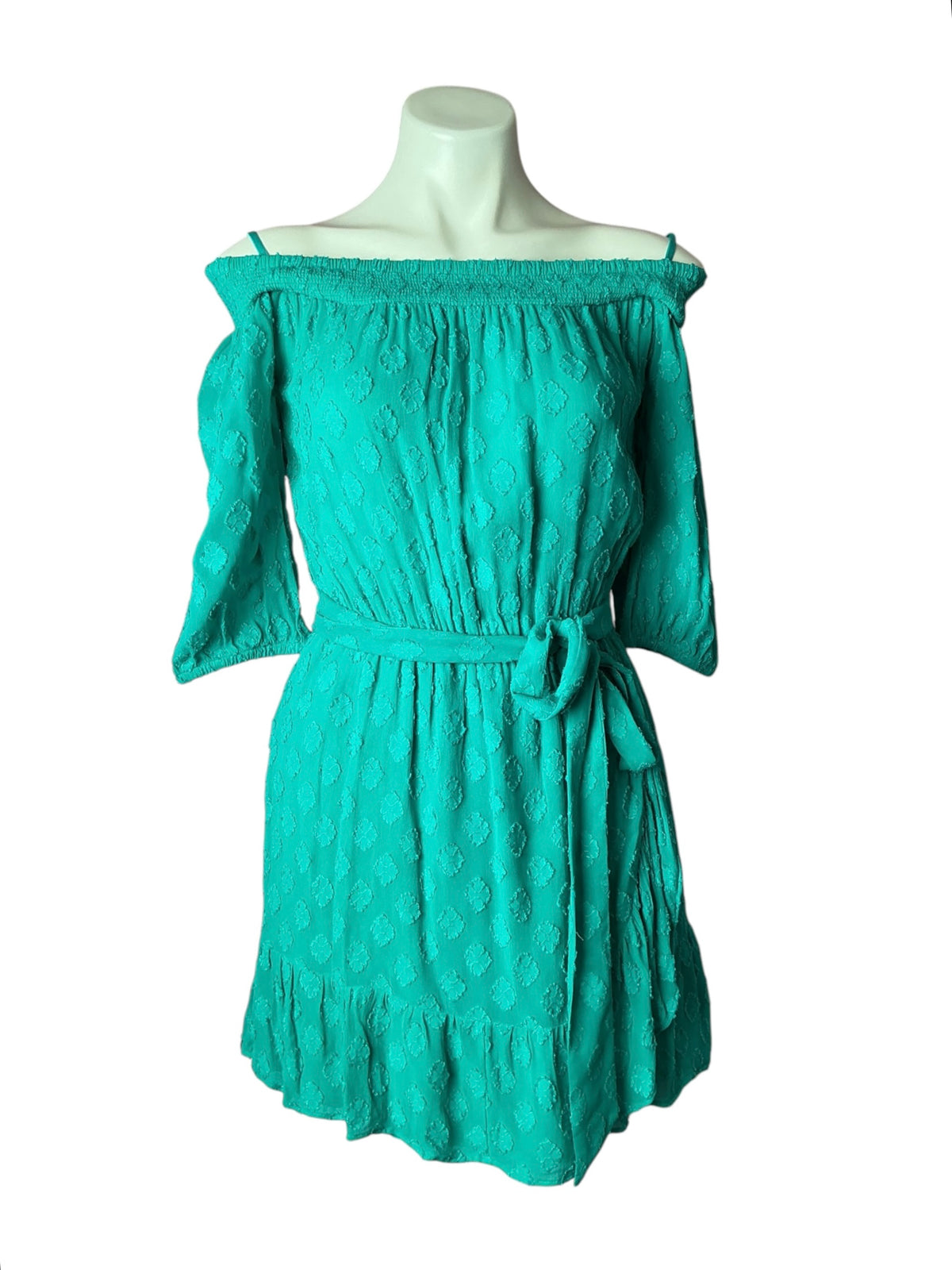 Lilly Pulitzer Rochelle Off-The-Shoulder Romper Daiquiri Ditsy Water Lily Green - Size S