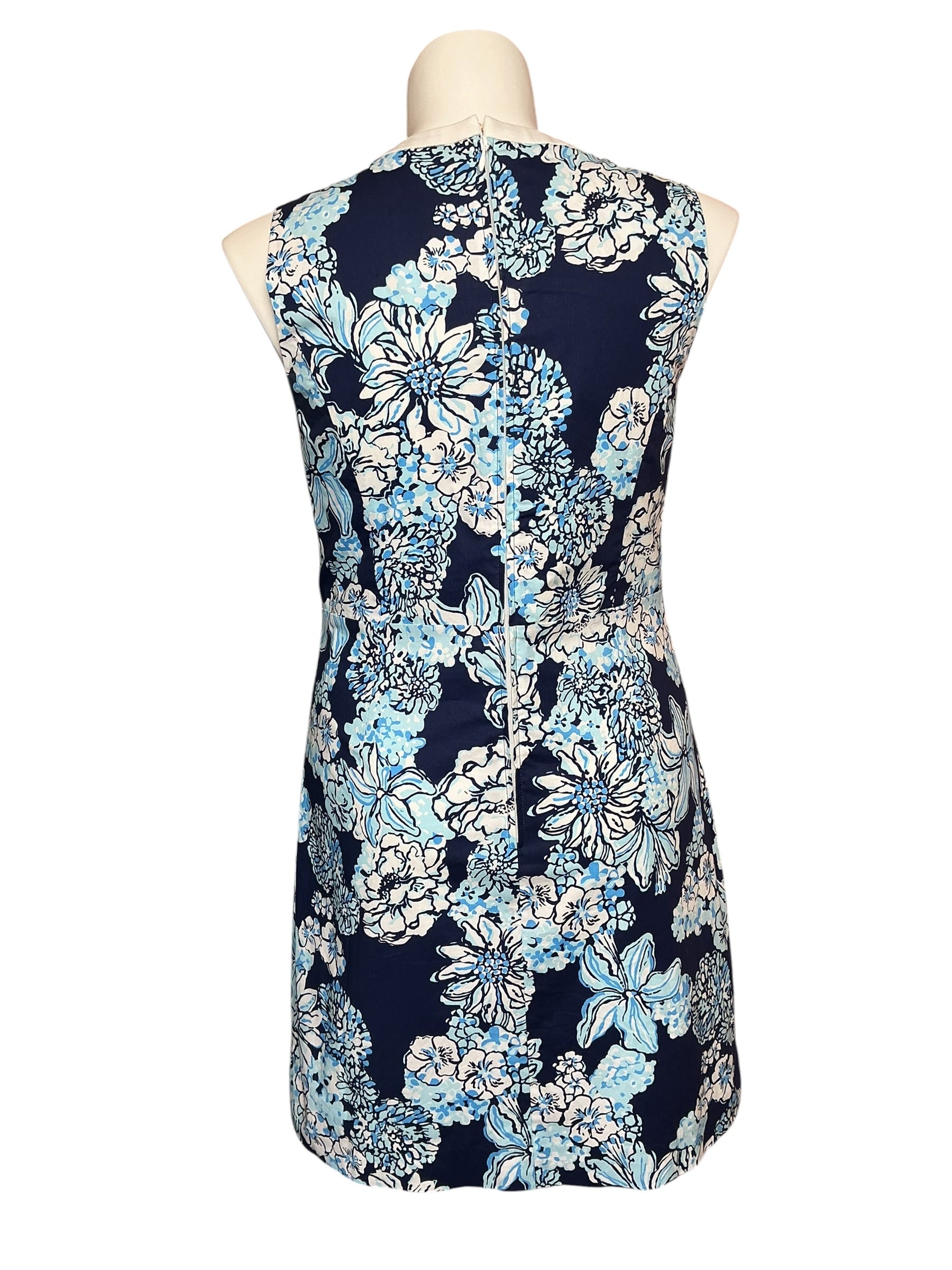 Lilly Pulitzer Aria Stretch Cotton Shift - Low Tide Navy Bouquet All Day - Size 12