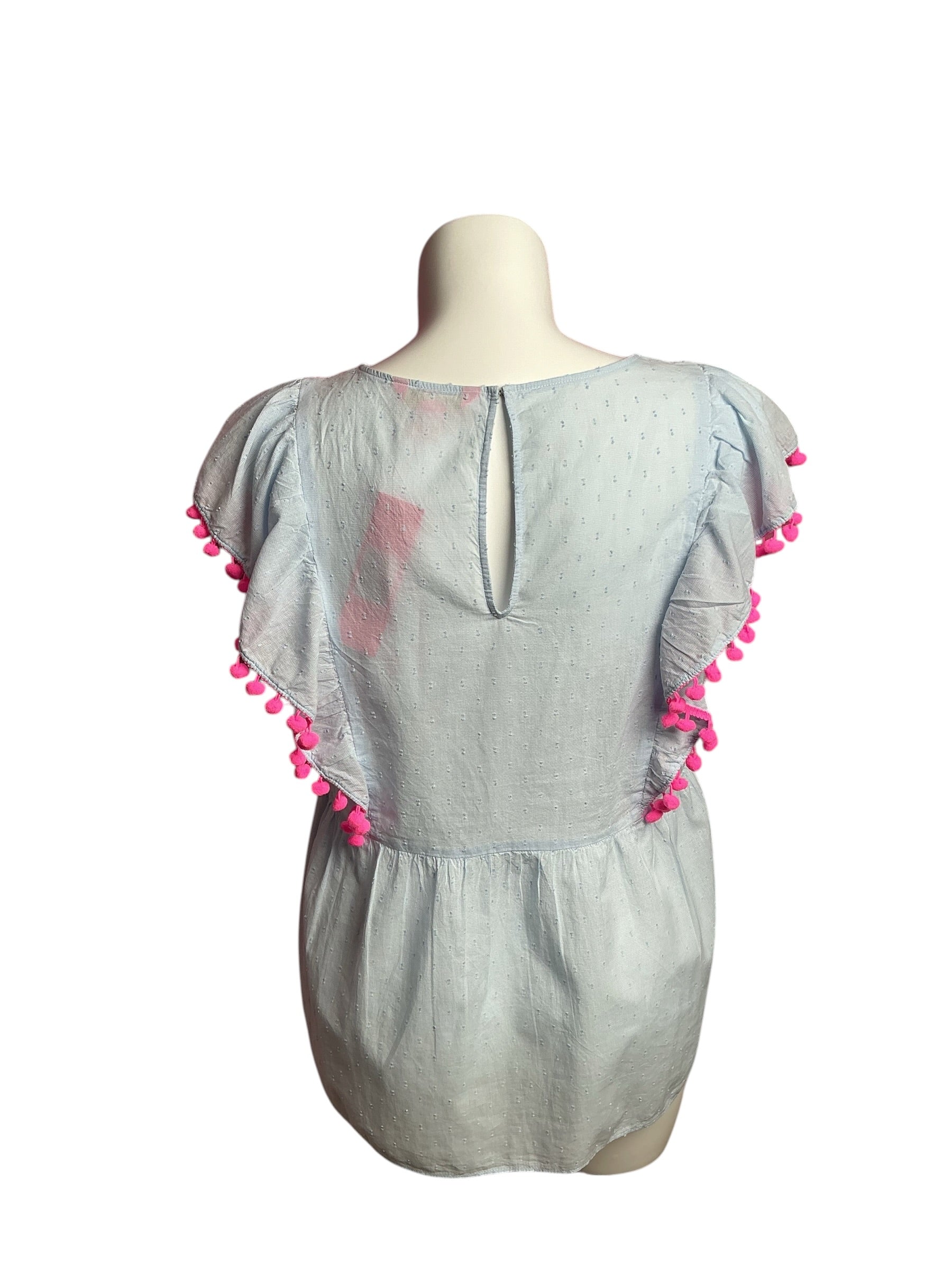 Lilly Pulitzer- NWT Raquelle Top Bluebell Blue Swiss Dot Dobby Chambray Size XL