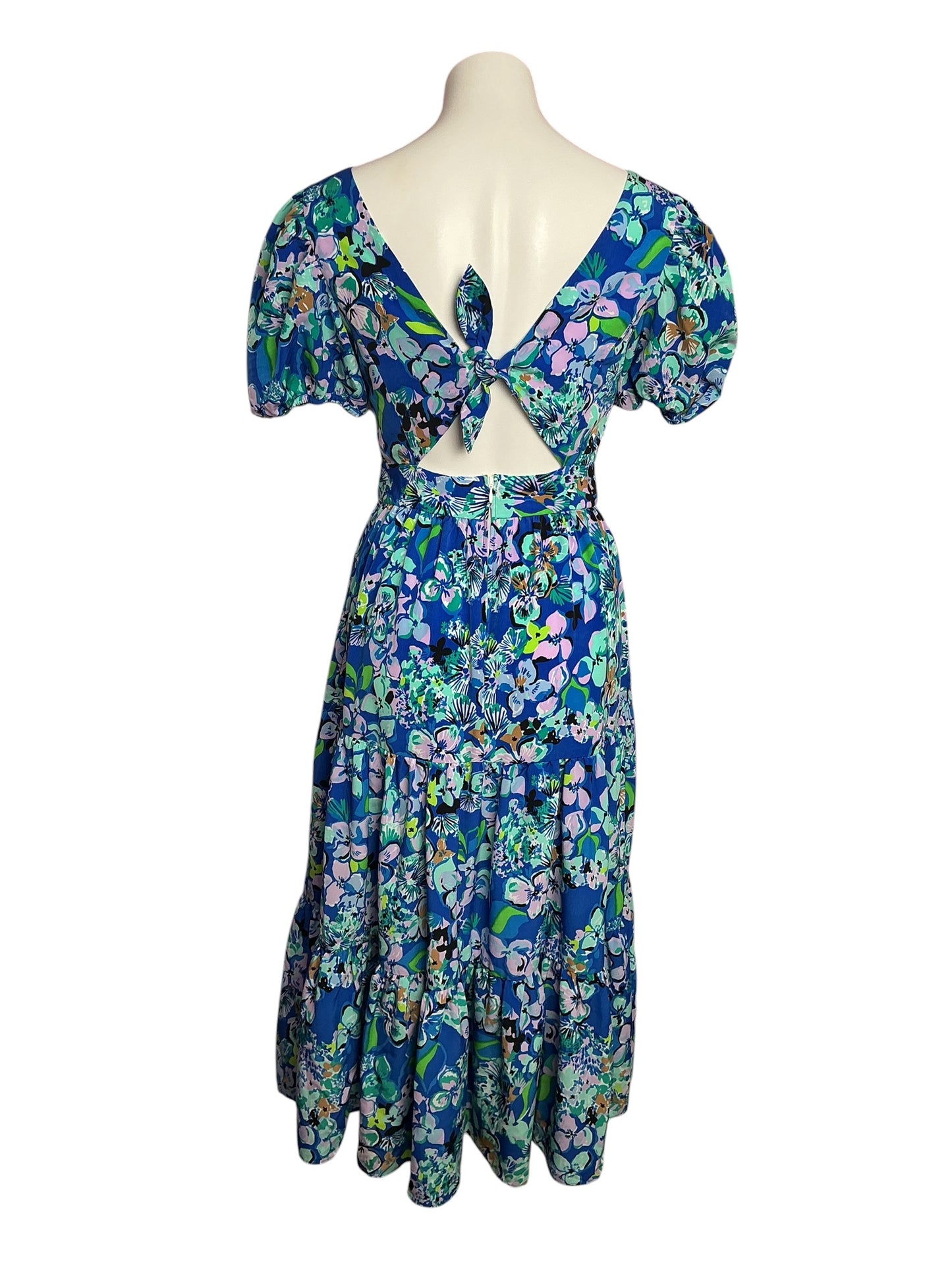 Lilly Pulitzer Grace Tiered Midi Dress Blue Grotto Twilight Tropics - Size 2